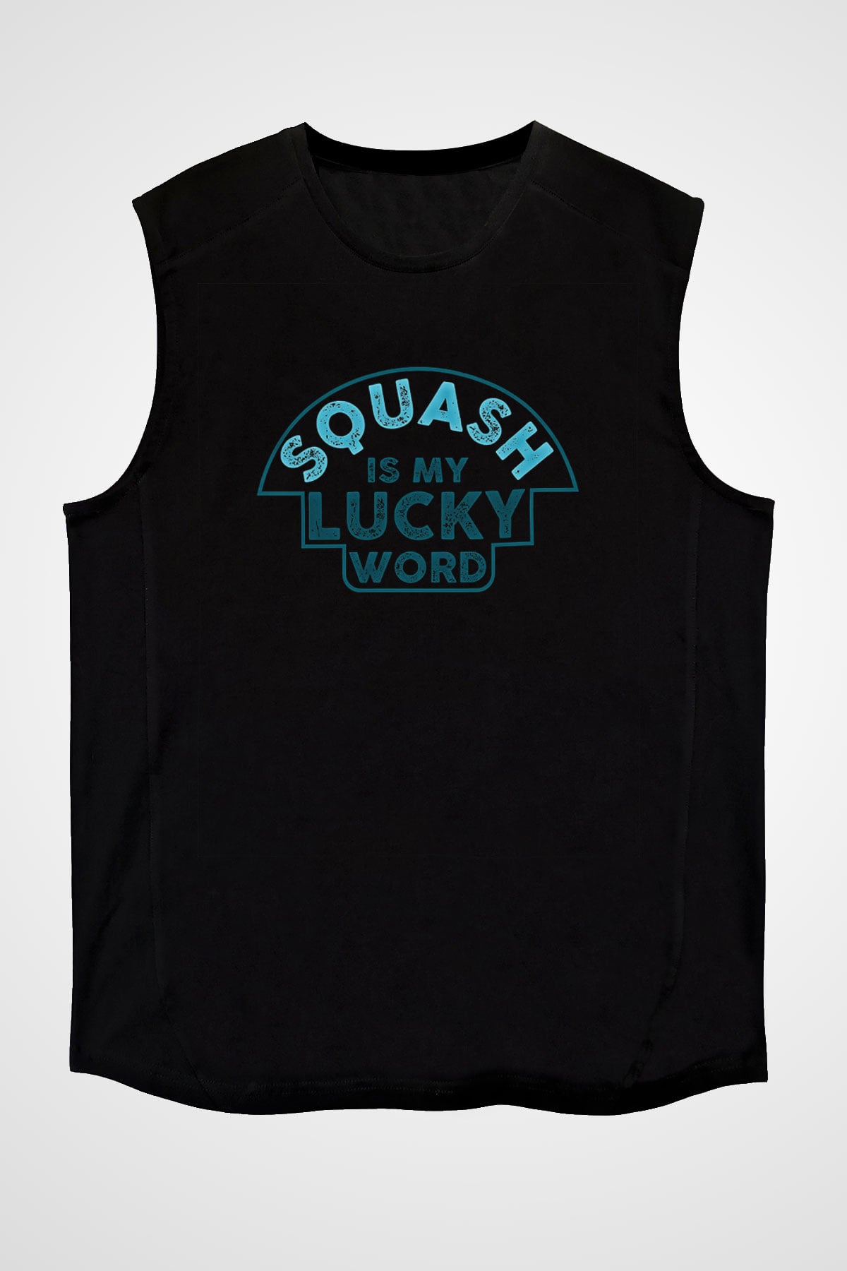 Squash Baskılı Unisex Siyah Kolsuz Tişört
