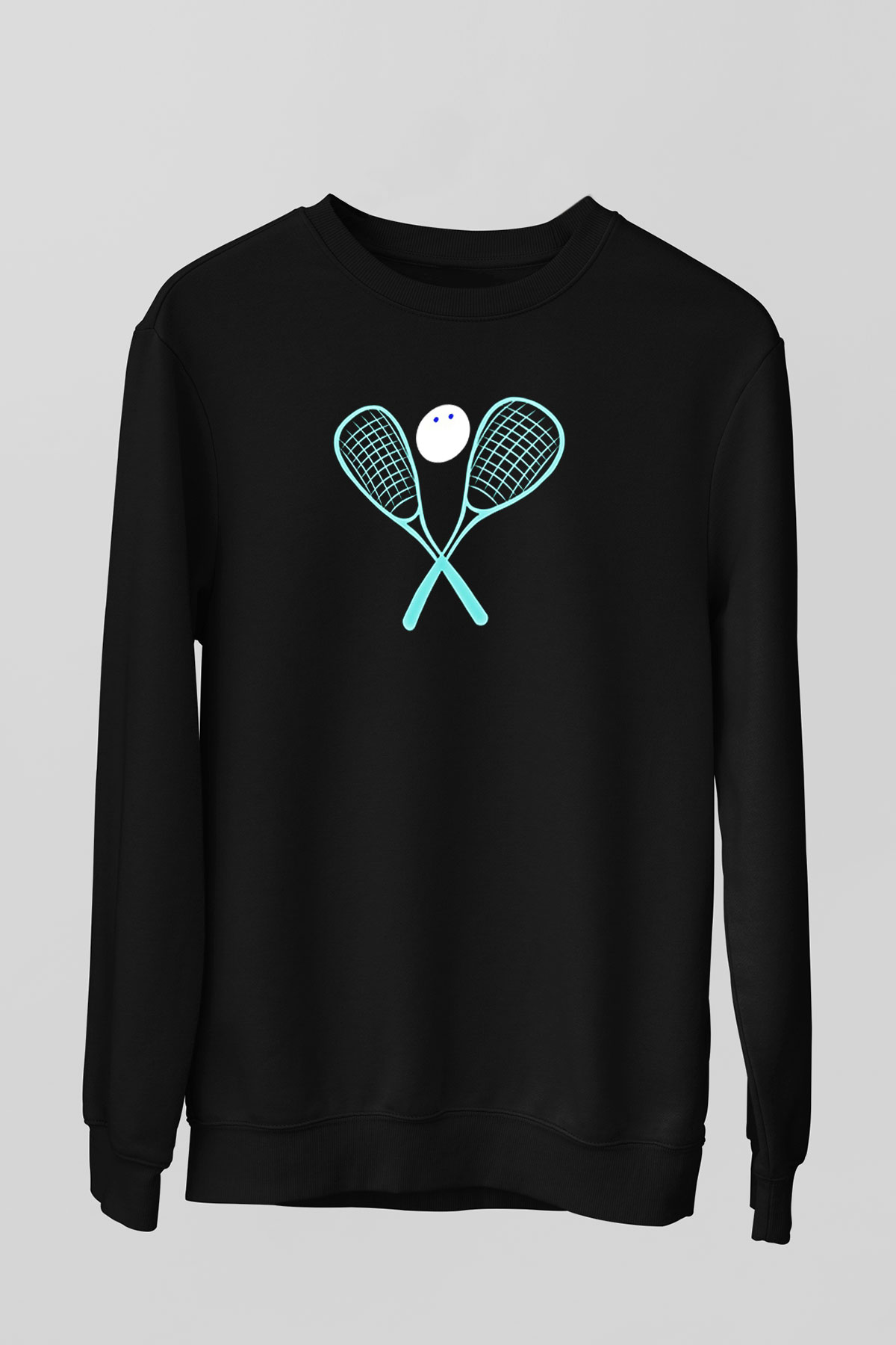 Squash Baskılı Unisex Siyah Sweatshirt