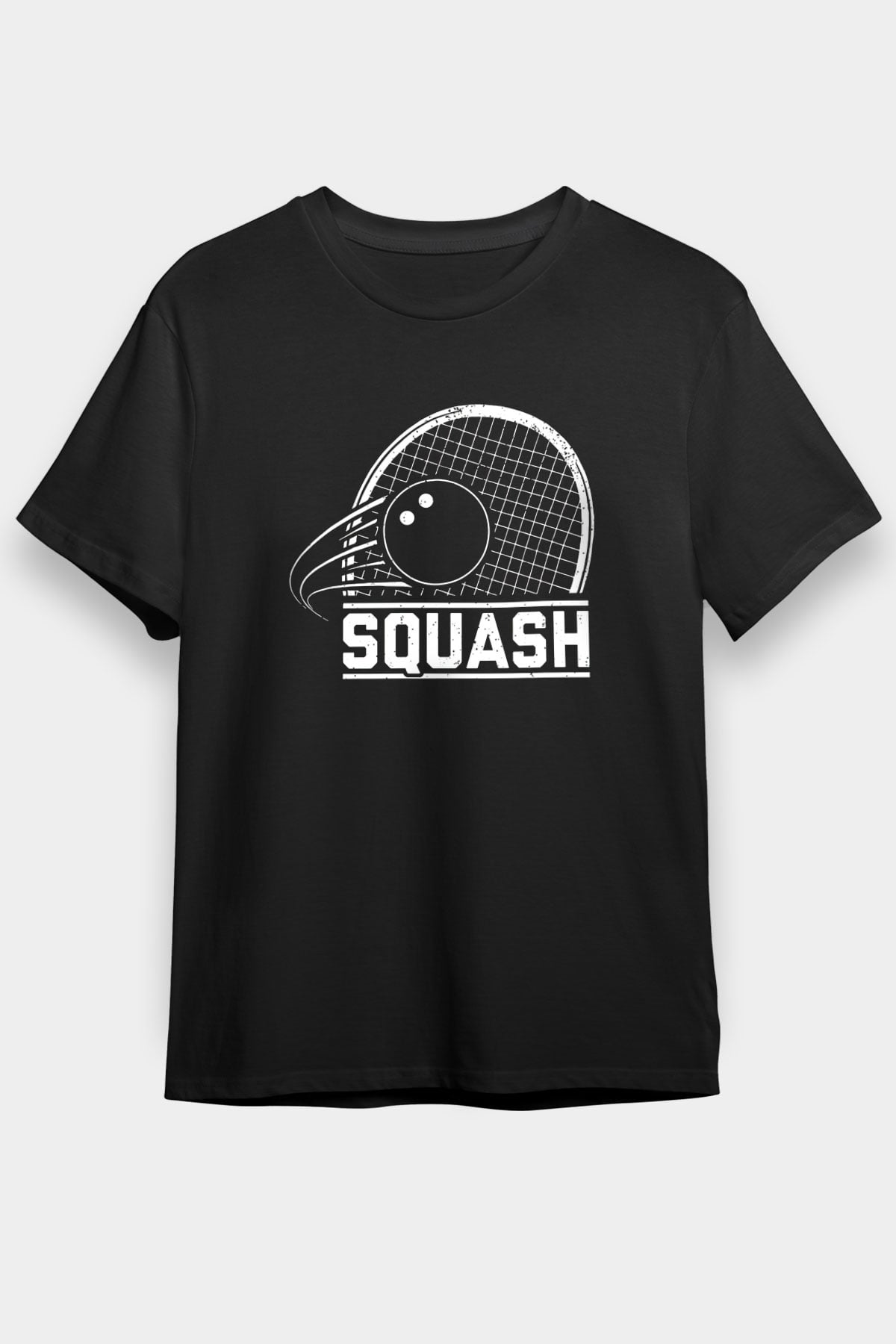 Squash Baskılı Unisex Siyah Tişört - Tshirt