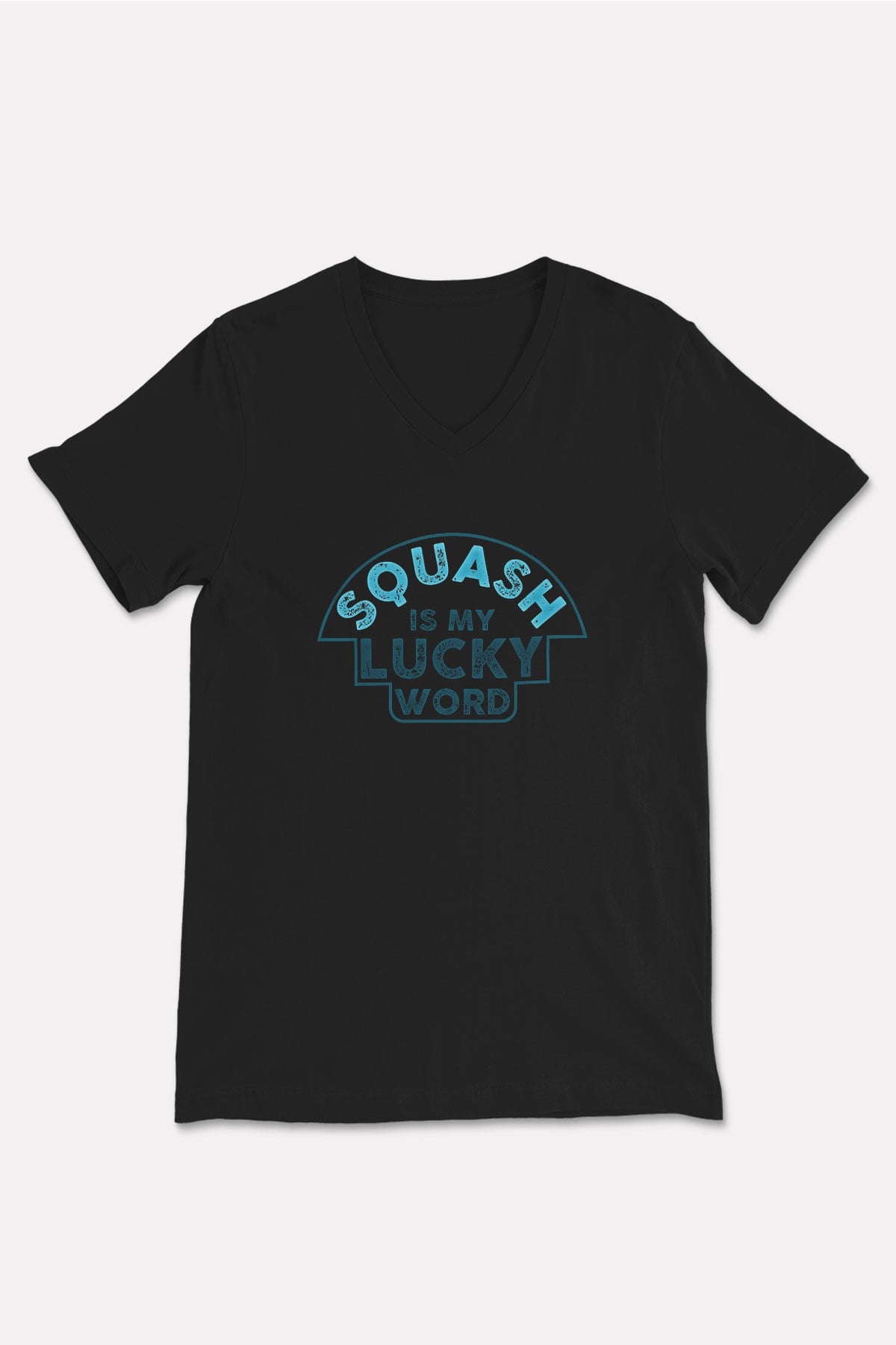 Squash Baskılı Unisex Siyah V Yaka Tişört