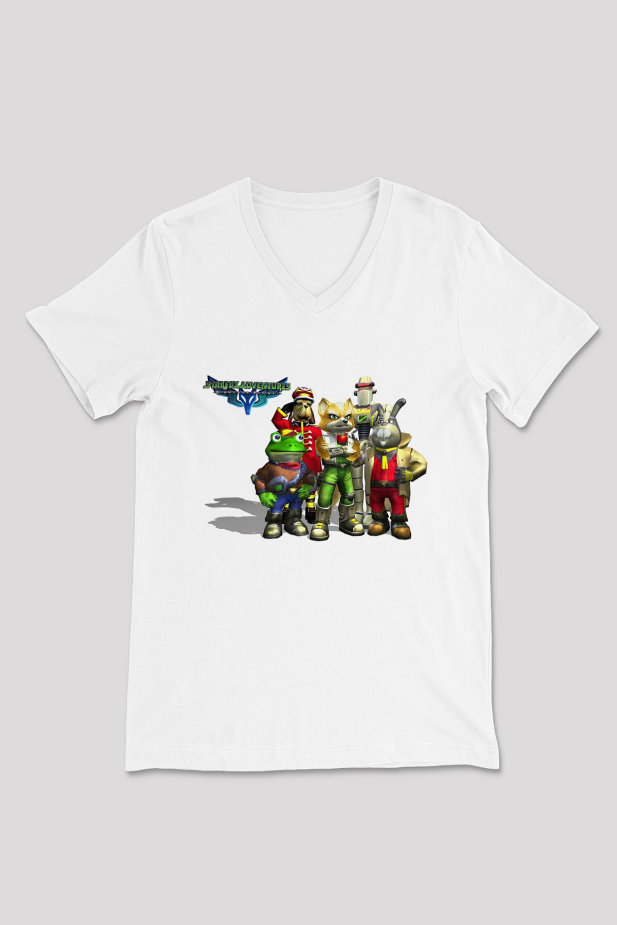 Star Fox Beyaz Unisex V Yaka Tişört