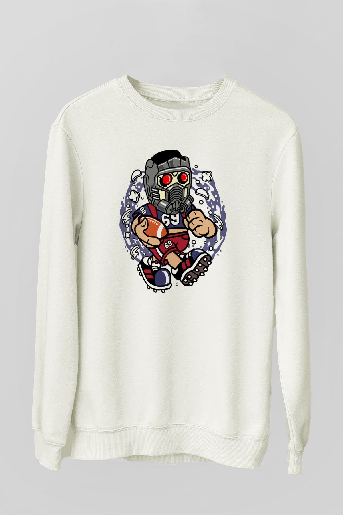 Star Lord Football Baskılı Beyaz Unisex Sweatshirt