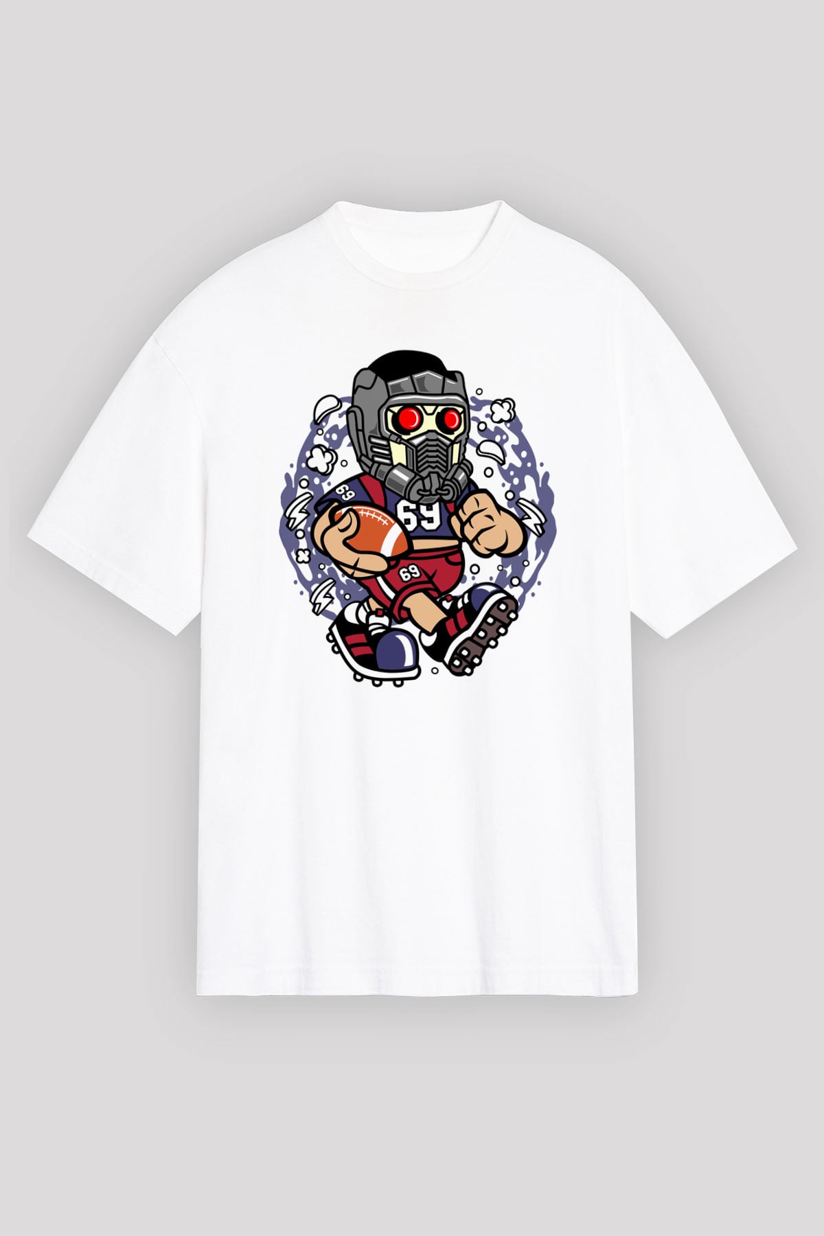 Star Lord Football Baskılı Beyaz Unisex Oversize Tişört