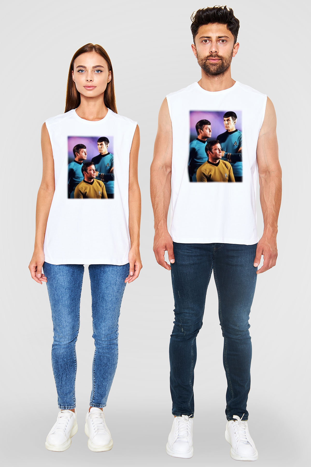 Star Trek Beyaz Unisex Kolsuz Tişört