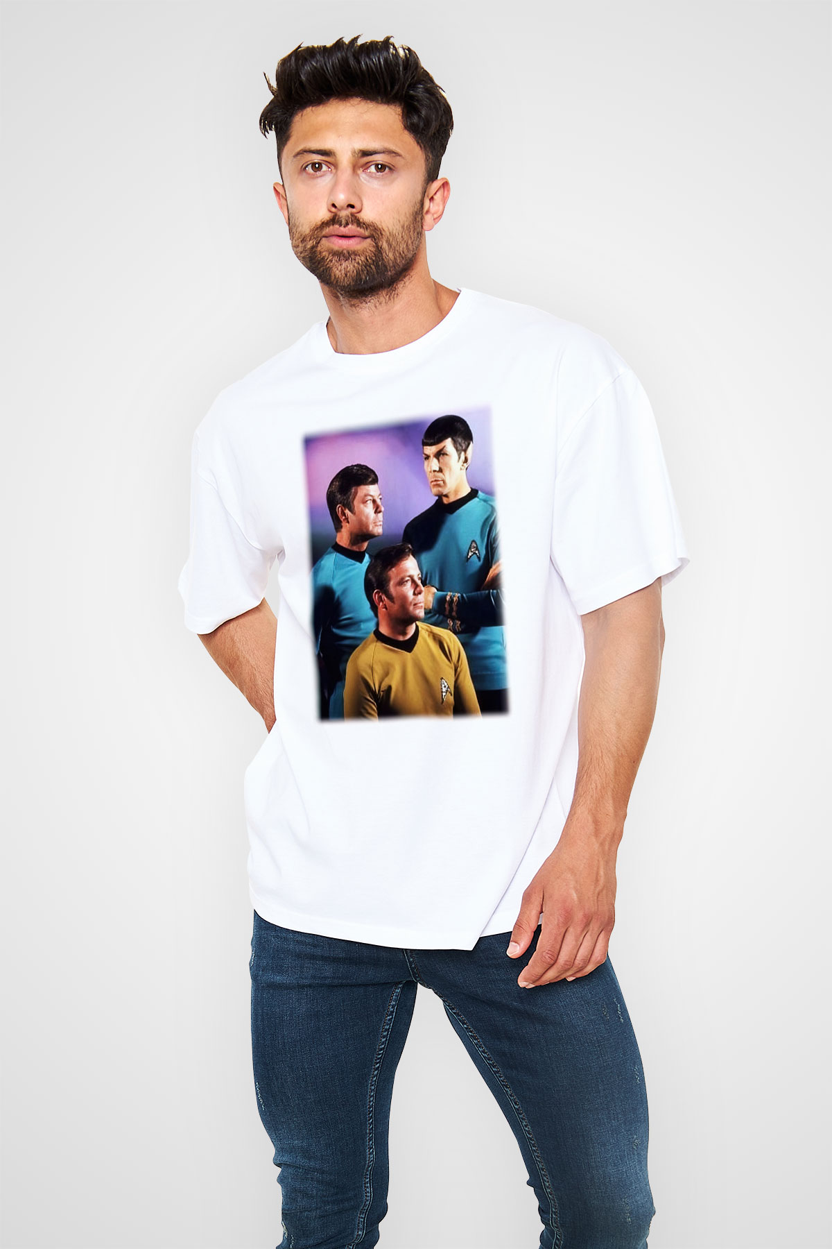 Star Trek Beyaz Unisex Oversize Tişört T-Shirt