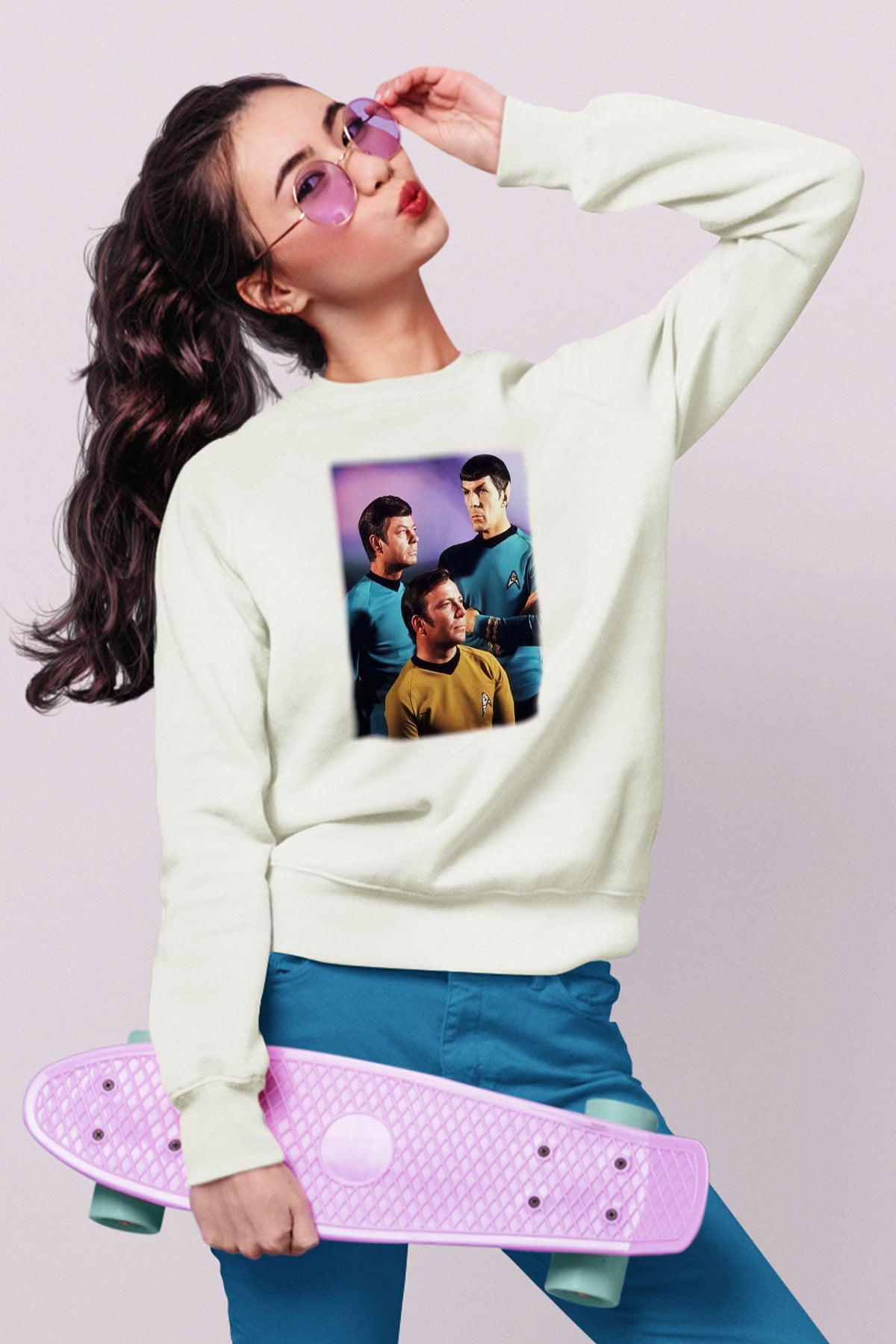 Star Trek Beyaz Unisex Sweatshirt