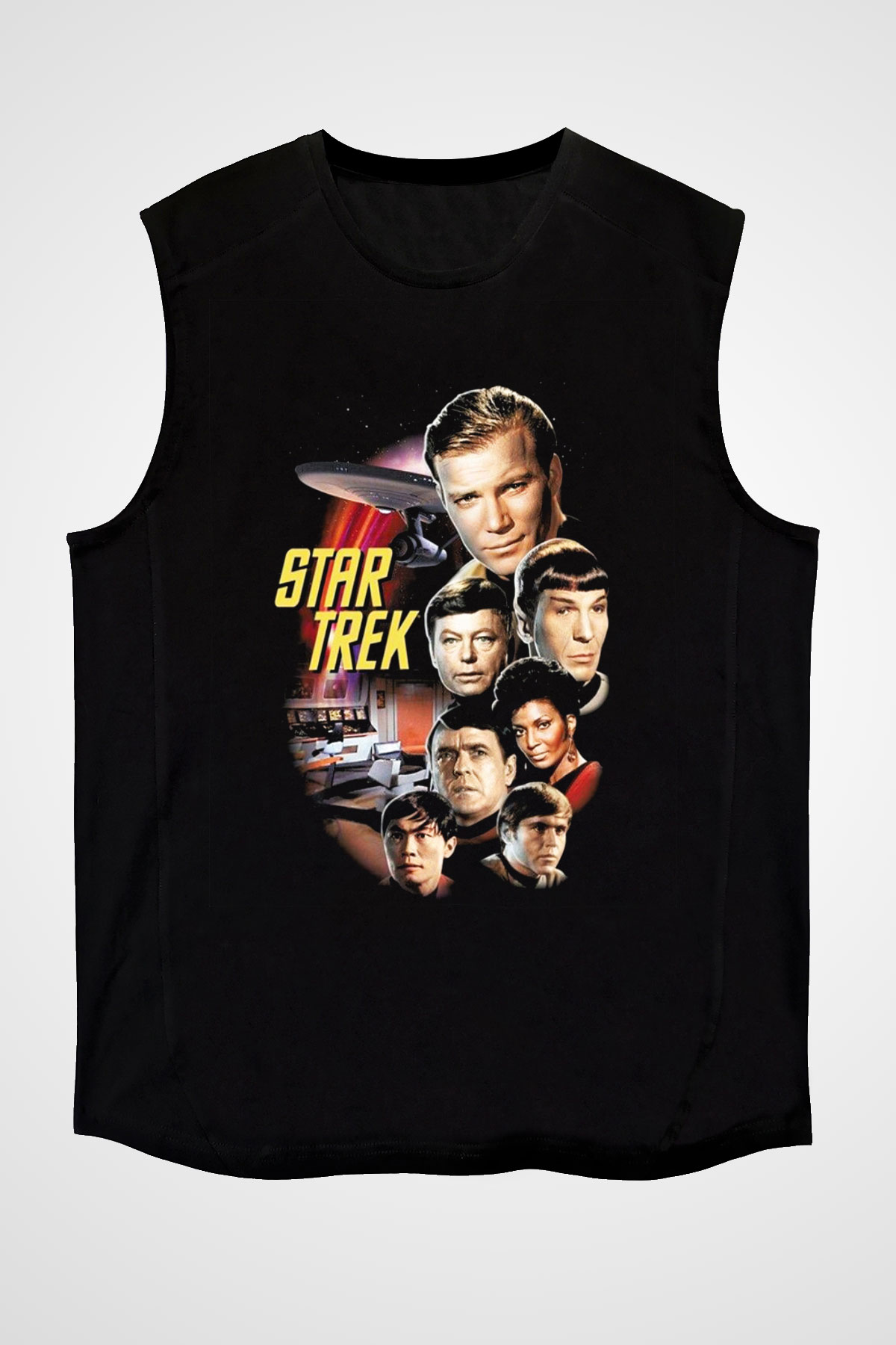 Star Trek Siyah Unisex Kolsuz Tişört