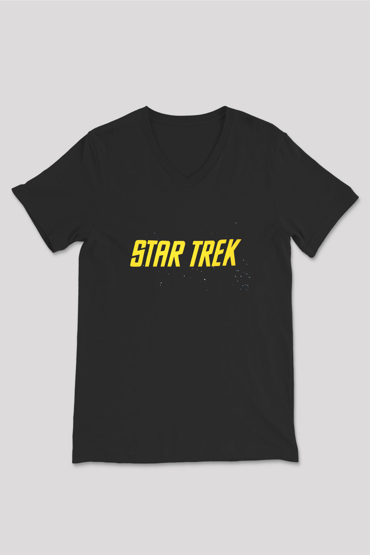 Star Trek Siyah Unisex V Yaka Tişört T-Shirt