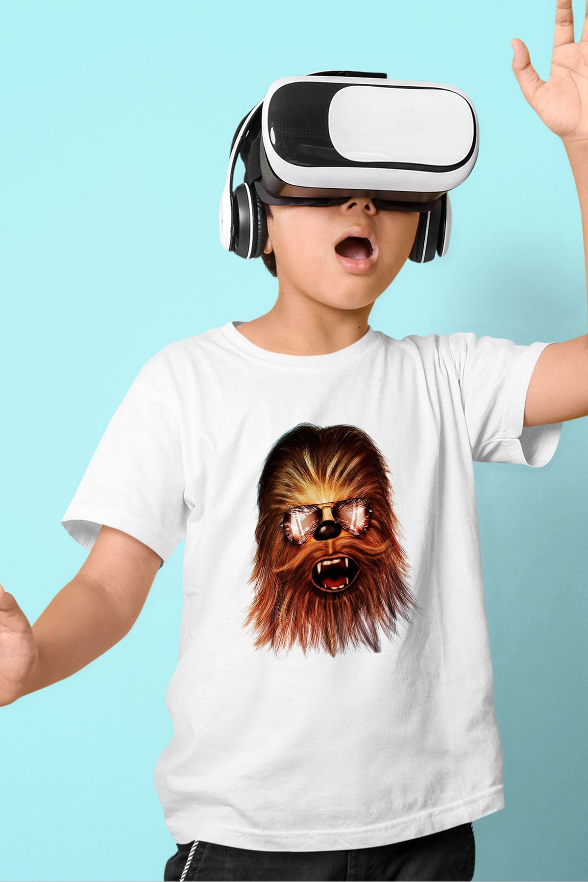 Star Wars Baskılı Beyaz Unisex Çocuk Tişört