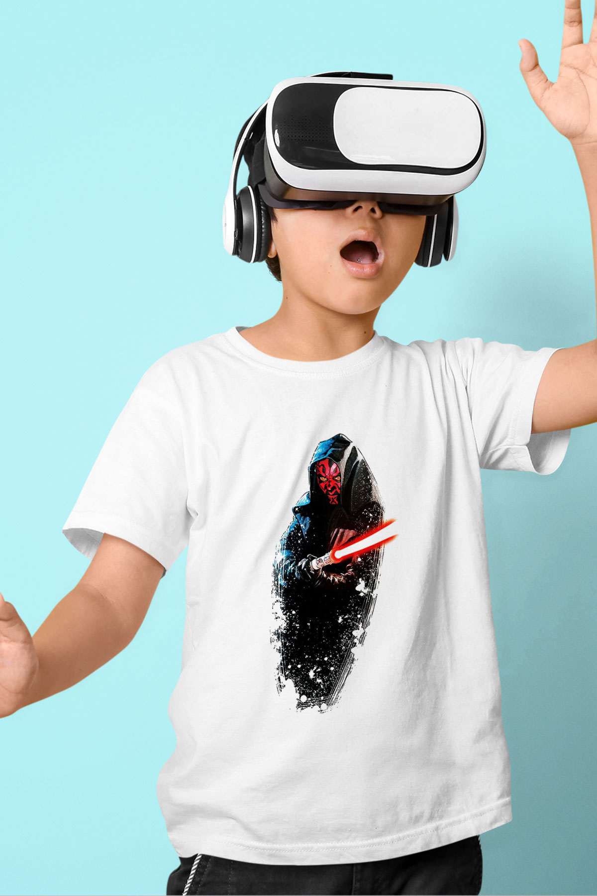 Star Wars Baskılı Beyaz Unisex Çocuk Tişört