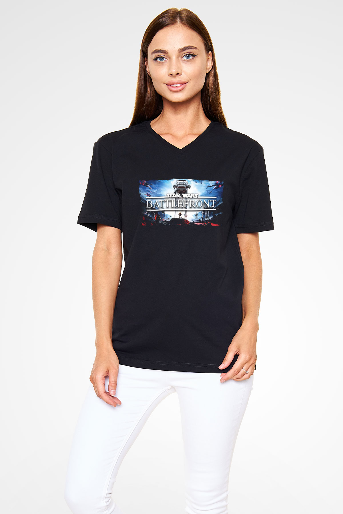 Star Wars: Battlefront Siyah Unisex V Yaka Tişört