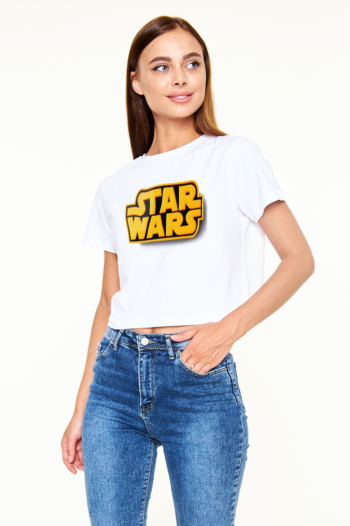 Star Wars Beyaz Croptop Tişört