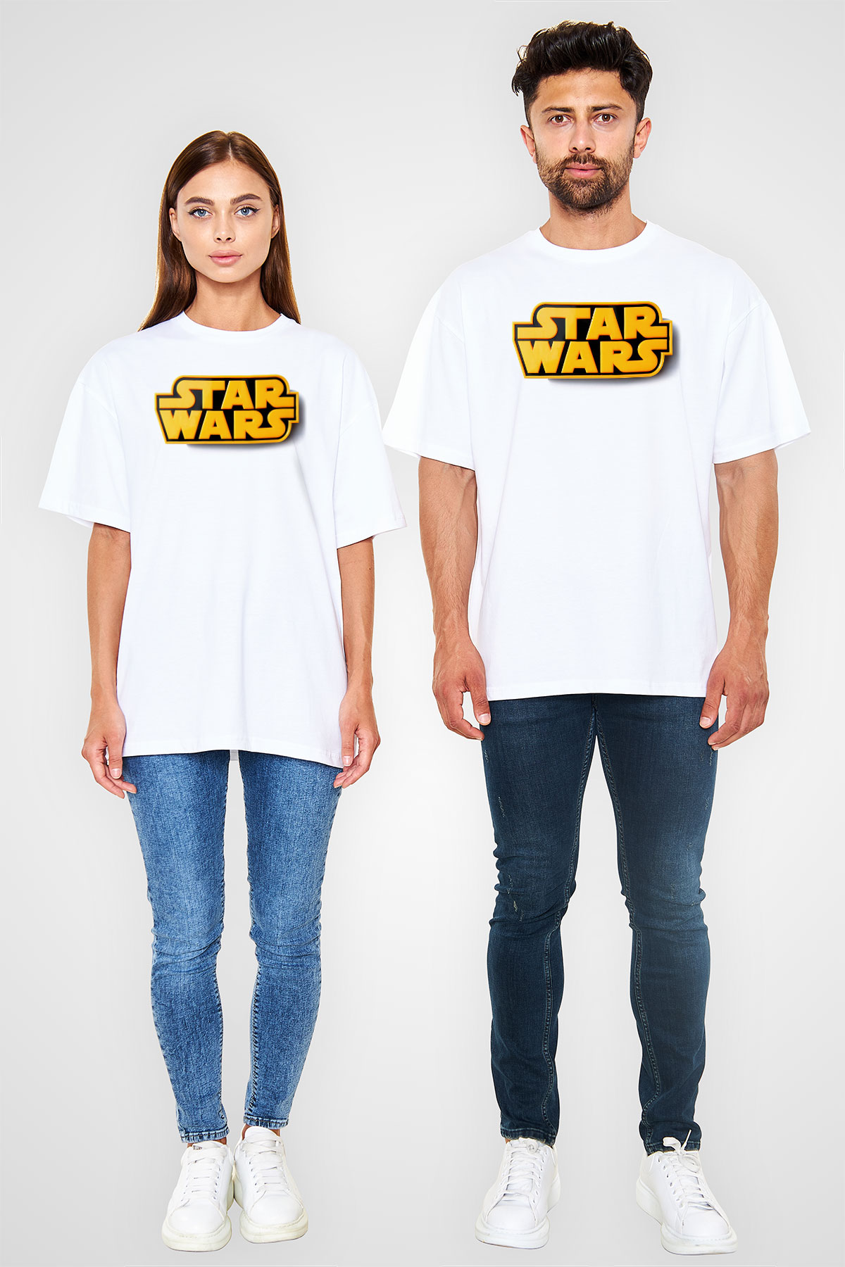Star Wars Beyaz Unisex Oversize Tişört T-Shirt