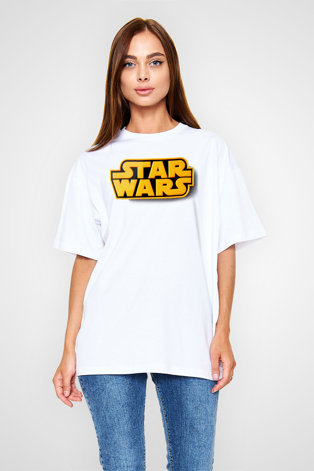 Star Wars Beyaz Unisex Oversize Tişört T-Shirt
