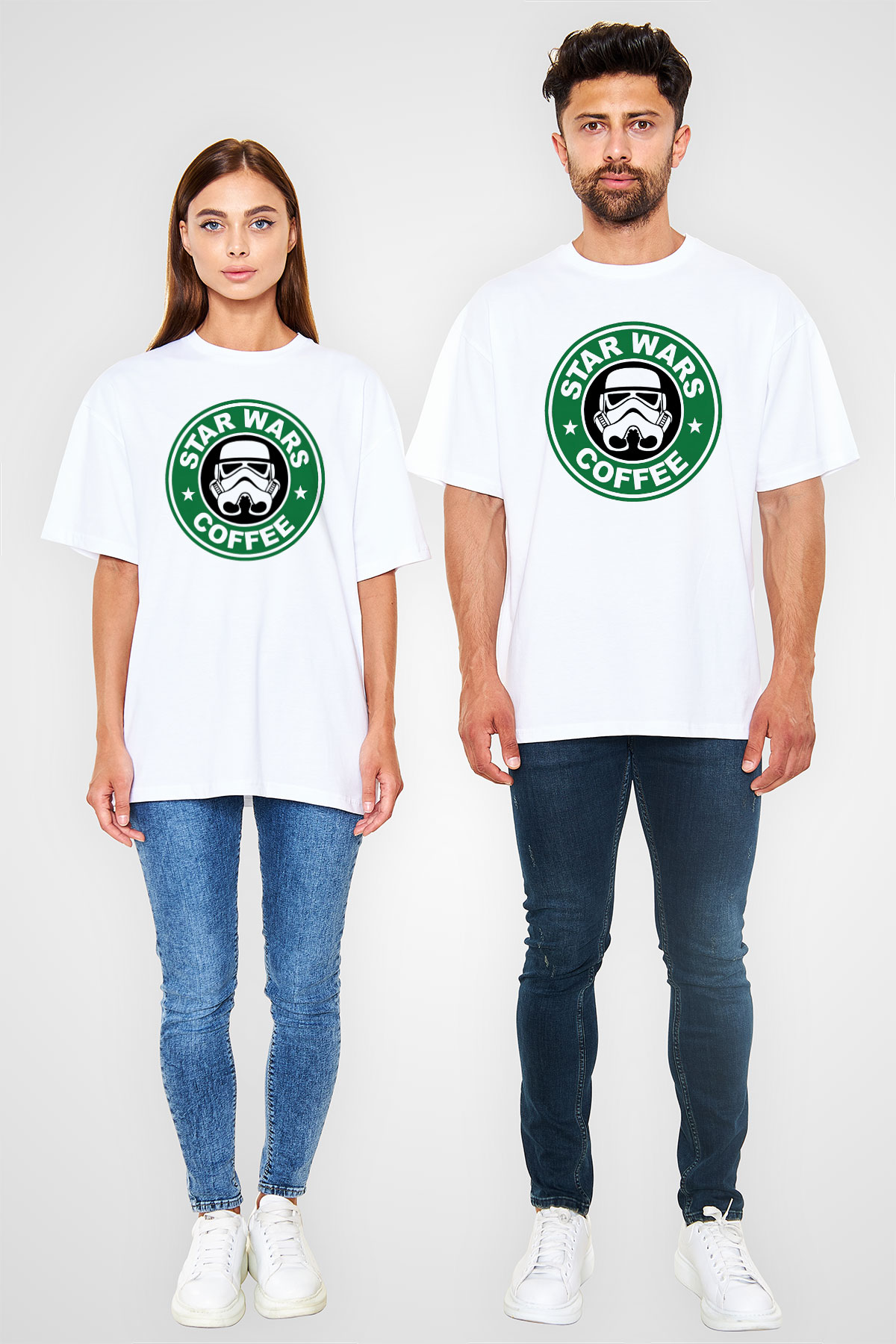 Star Wars Beyaz Unisex Oversize Tişört T-Shirt