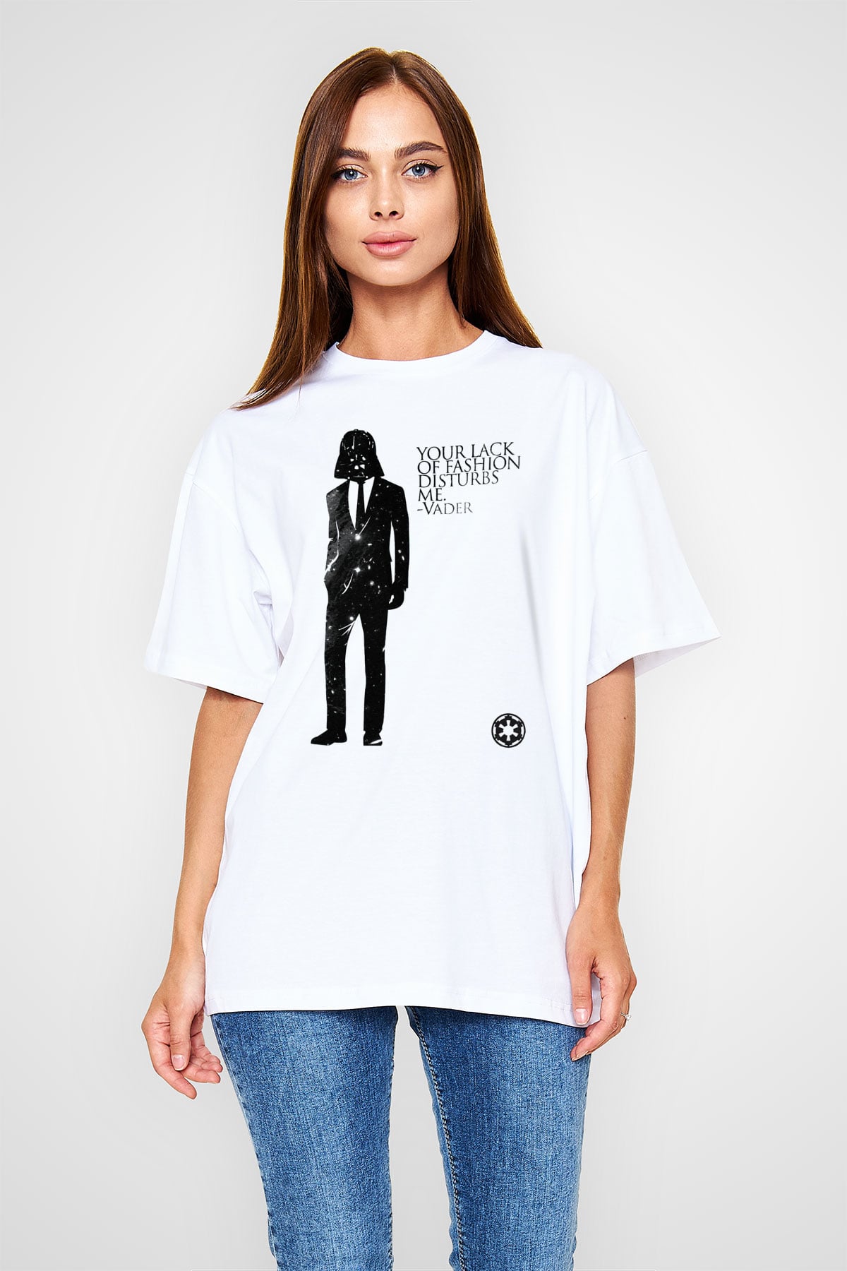 Star Wars Beyaz Unisex Oversize Tişört T-Shirt