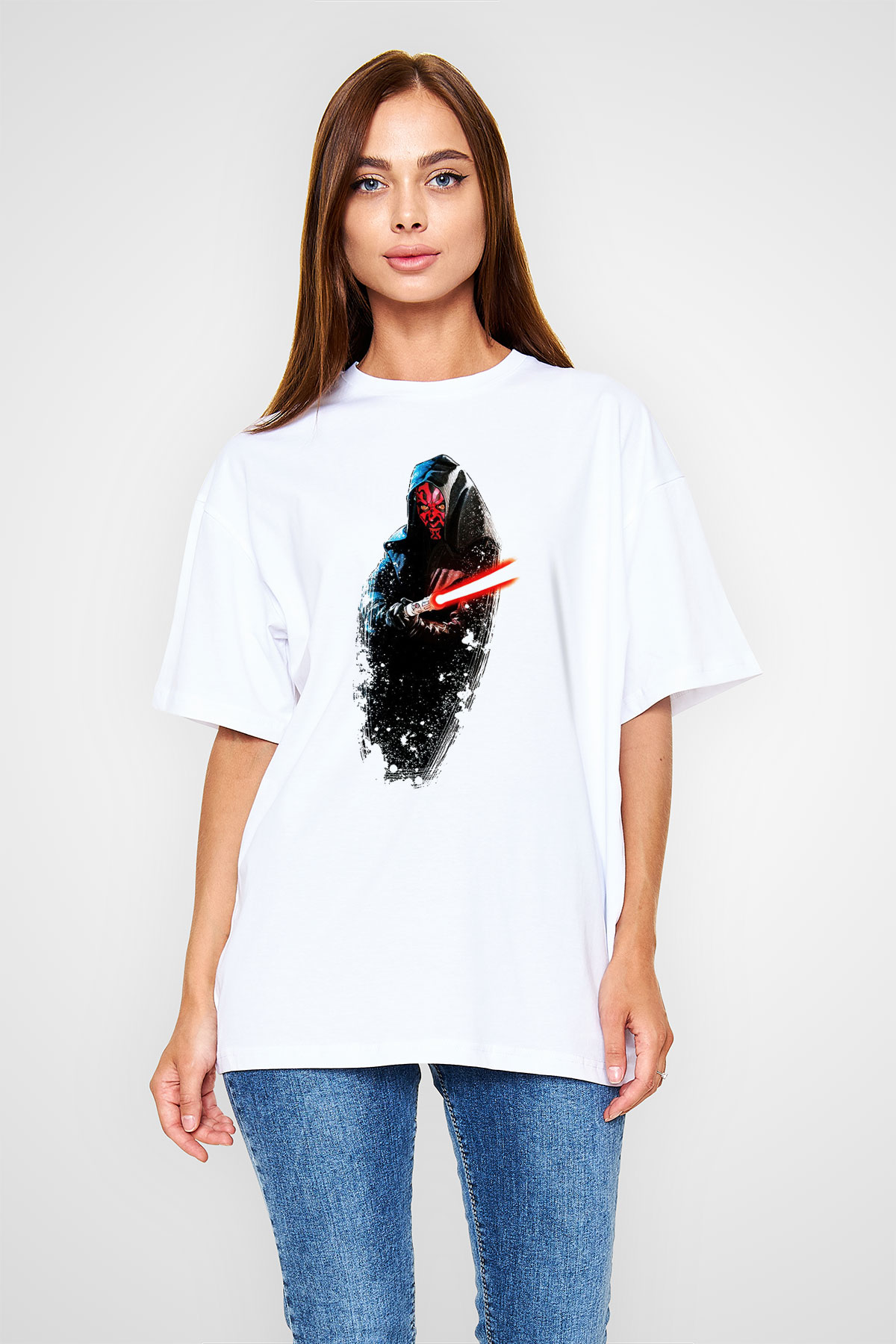 Star Wars Beyaz Unisex Oversize Tişört T-Shirt