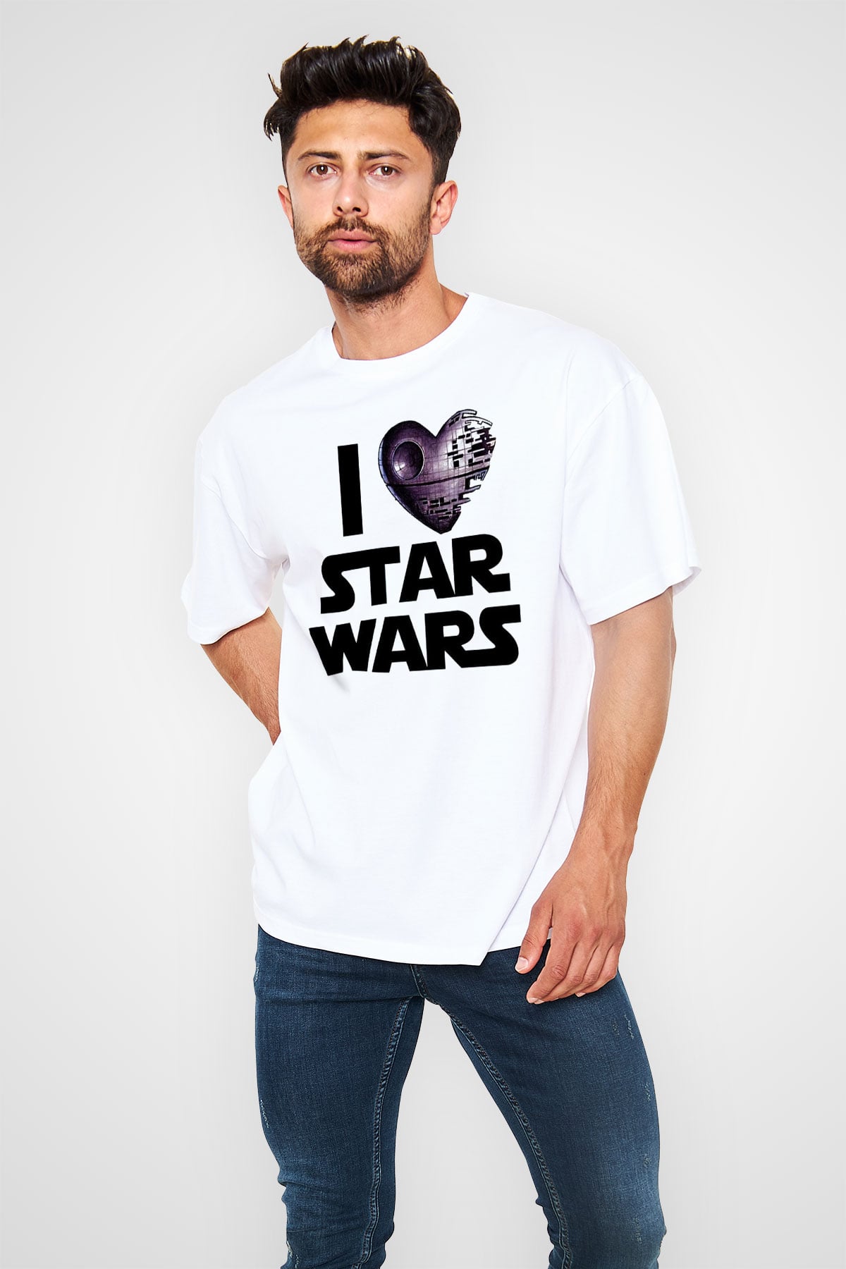 Star Wars Beyaz Unisex Oversize Tişört T-Shirt