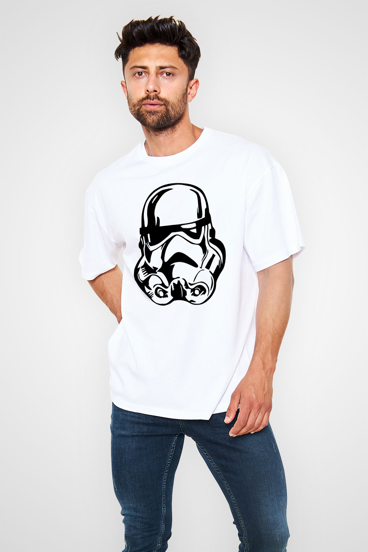 Star Wars Beyaz Unisex Oversize Tişört T-Shirt