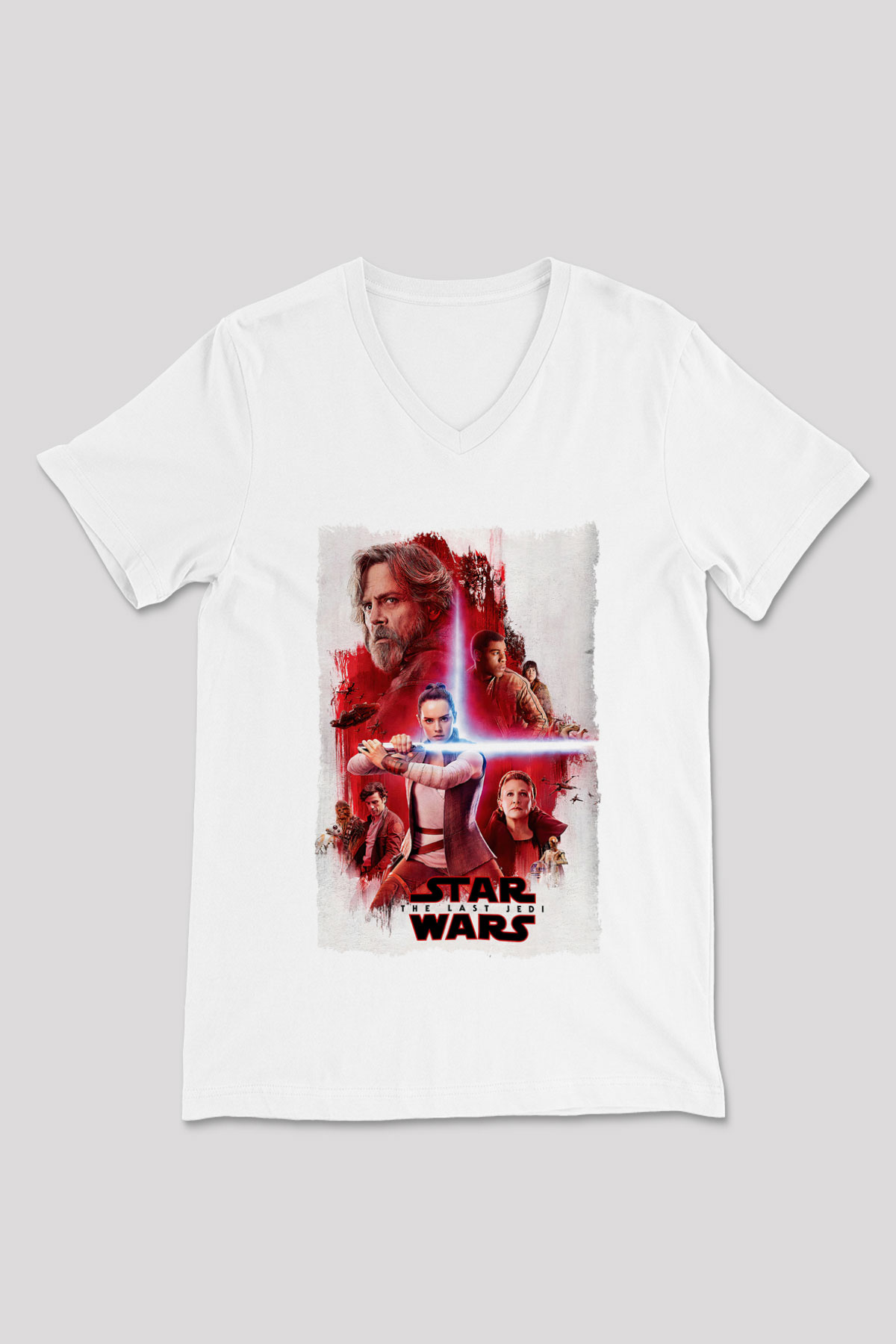 Star Wars Beyaz Unisex V Yaka Tişört