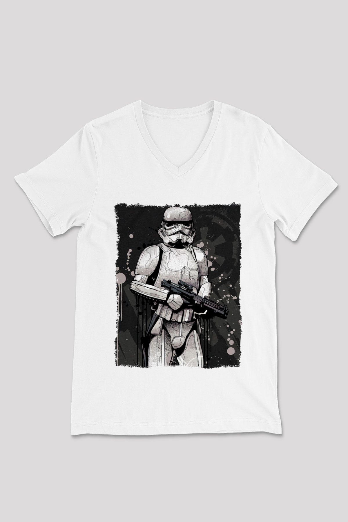 Star Wars Beyaz Unisex V Yaka Tişört