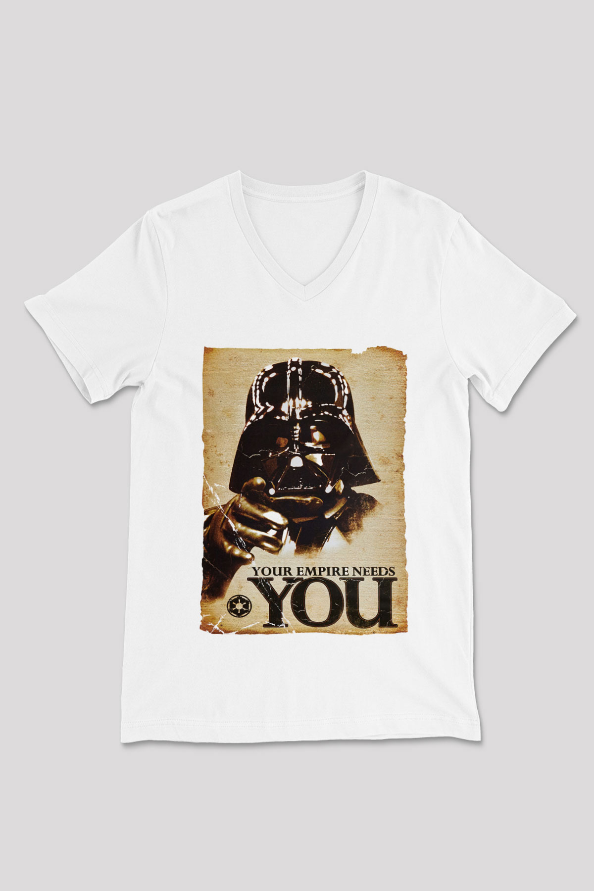 Star Wars Beyaz Unisex V Yaka Tişört T-Shirt