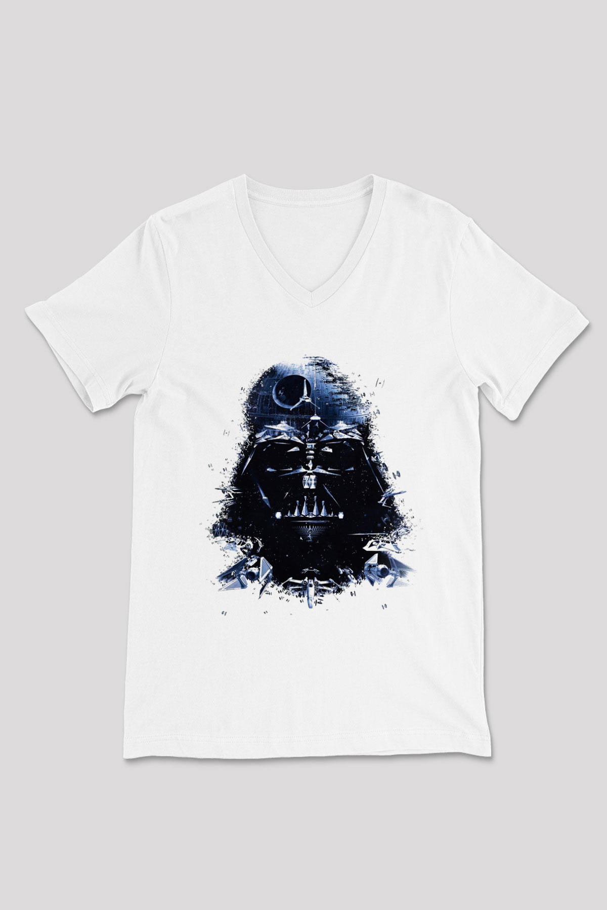 Star Wars Beyaz Unisex V Yaka Tişört T-Shirt