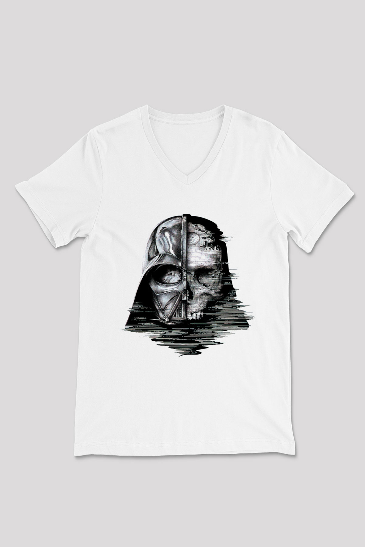 Star Wars Beyaz Unisex V Yaka Tişört T-Shirt
