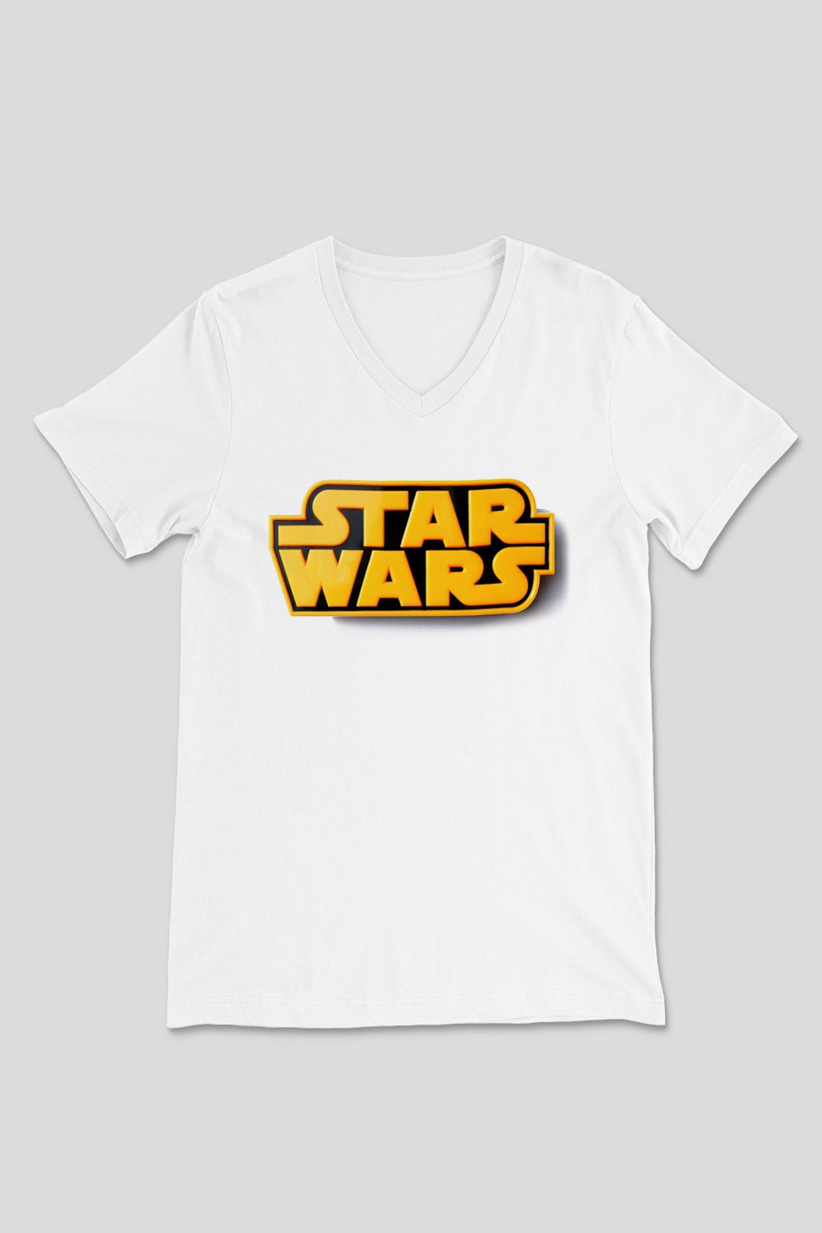 Star Wars Beyaz Unisex V Yaka Tişört T-Shirt