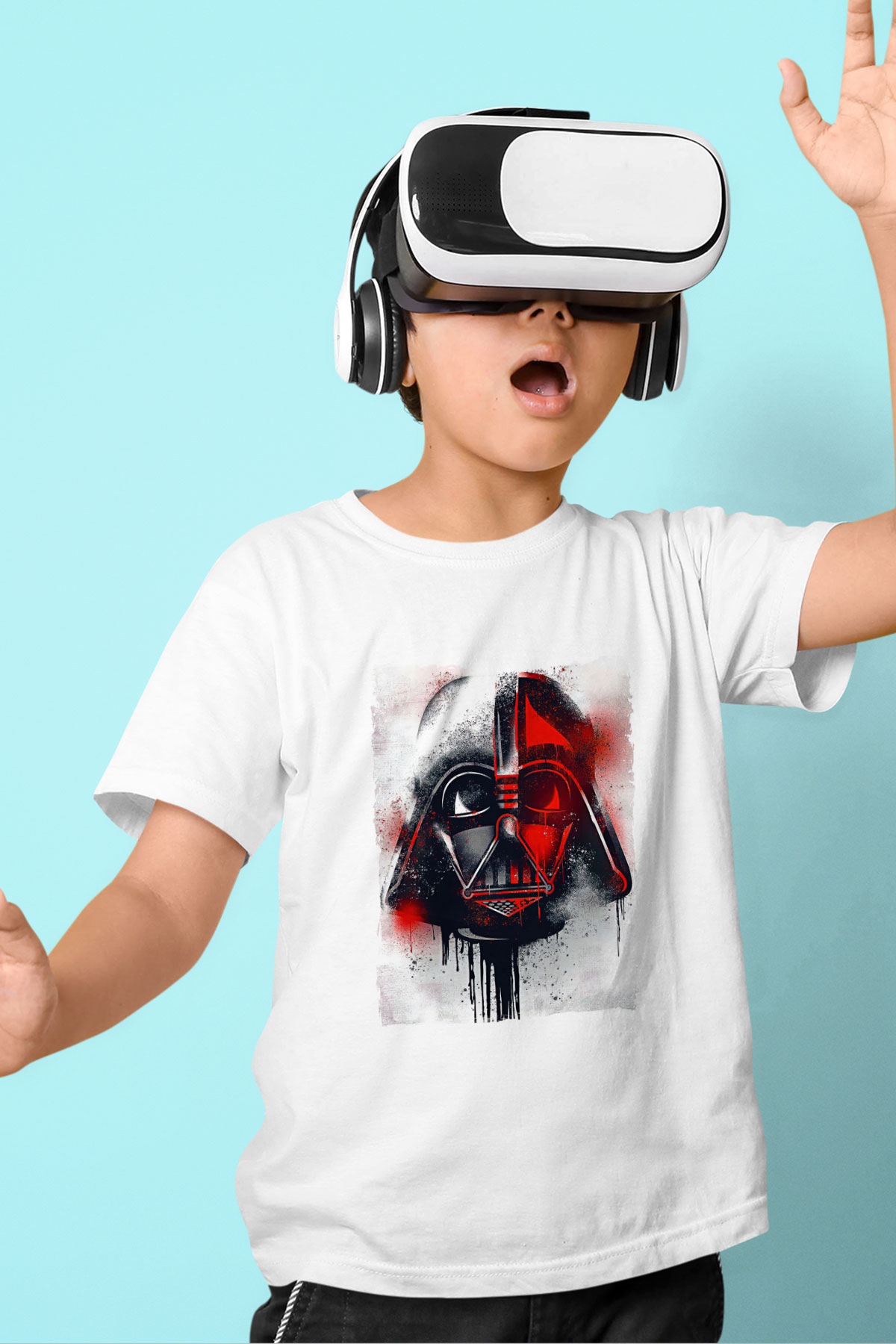 Star Wars (Dart Vader) Baskılı Beyaz Unisex Beyaz Çocuk Tişört - Tshirt