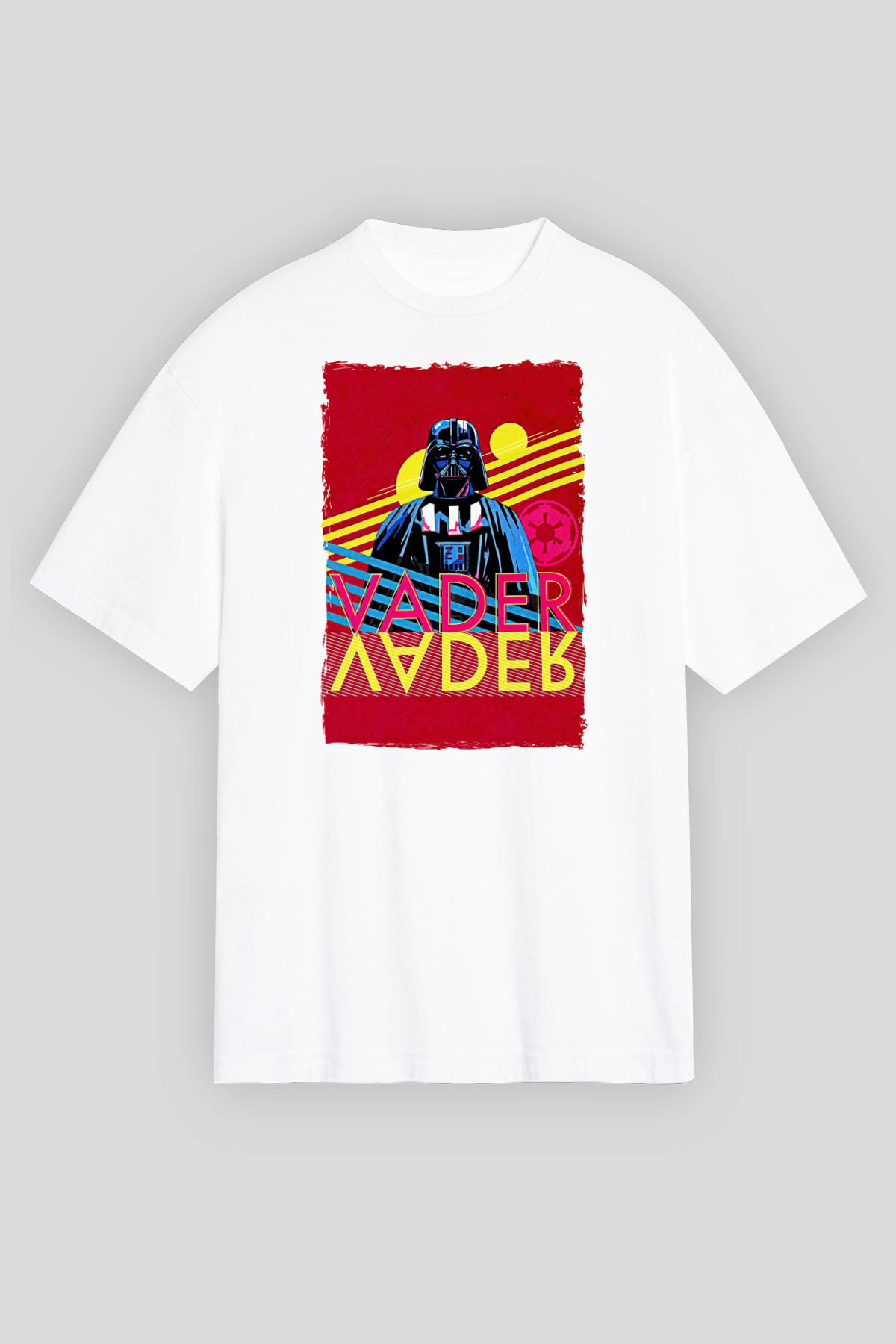 Star Wars (Dart Vader) Baskılı Beyaz Unisex Oversize Tişört - Tshirt