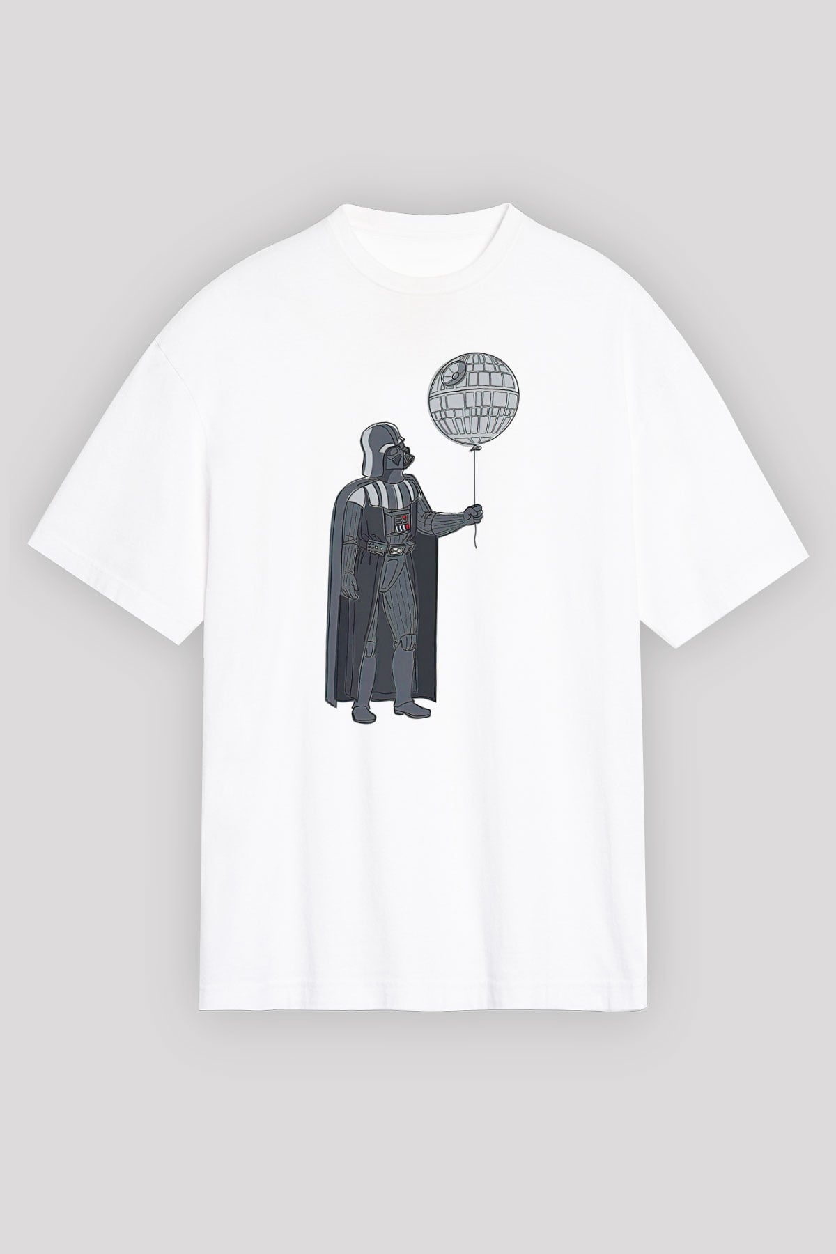 Star Wars (Dart Vader) Baskılı Beyaz Unisex Oversize Tişört - Tshirt