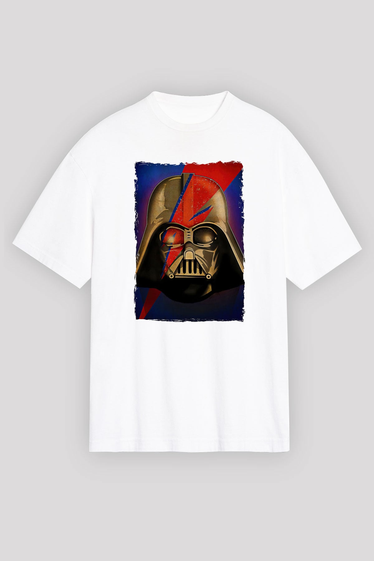 Star Wars (Dart Vader) Baskılı Beyaz Unisex Oversize Tişört - Tshirt