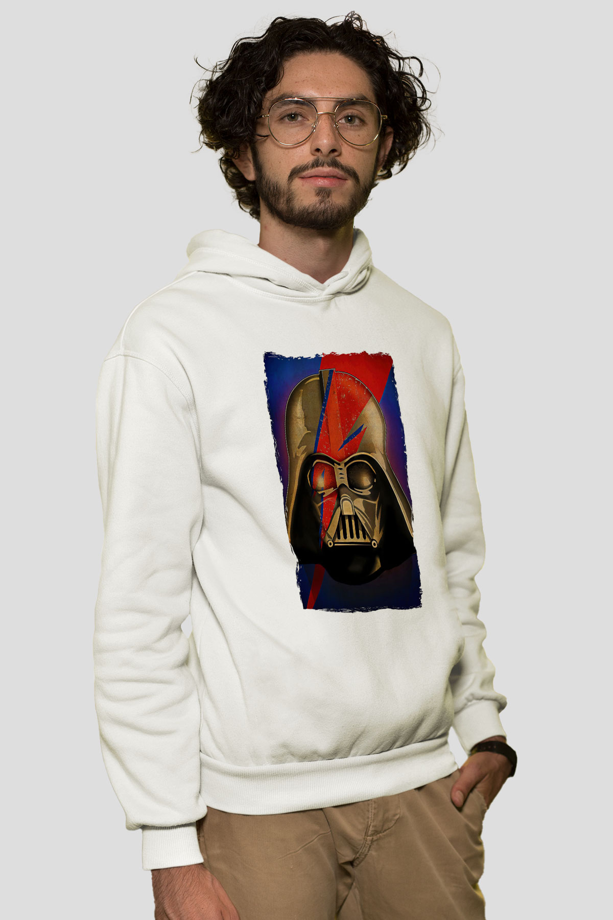 Star Wars (Dart Vader) Baskılı Beyaz Unisex Hoodie