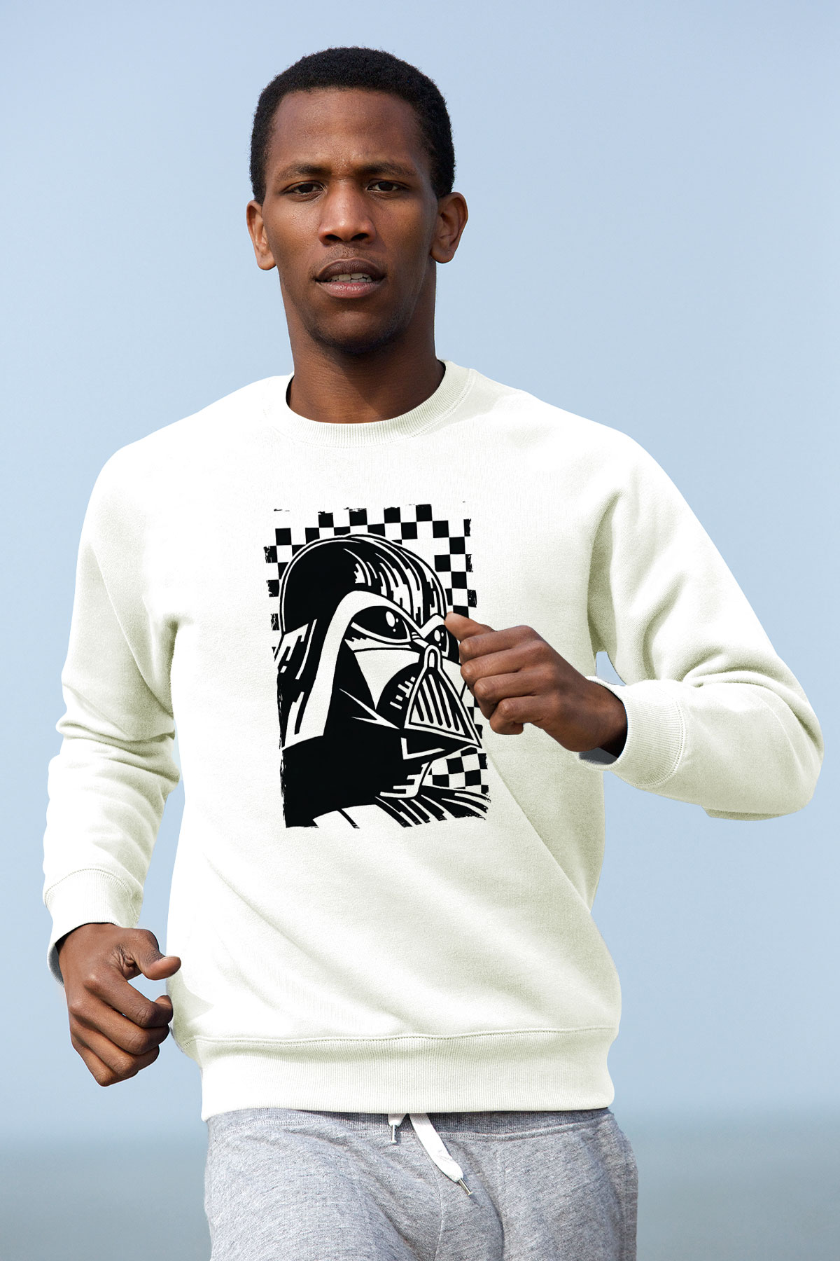 Star Wars (Dart Vader) Baskılı Beyaz Unisex Sweatshirt