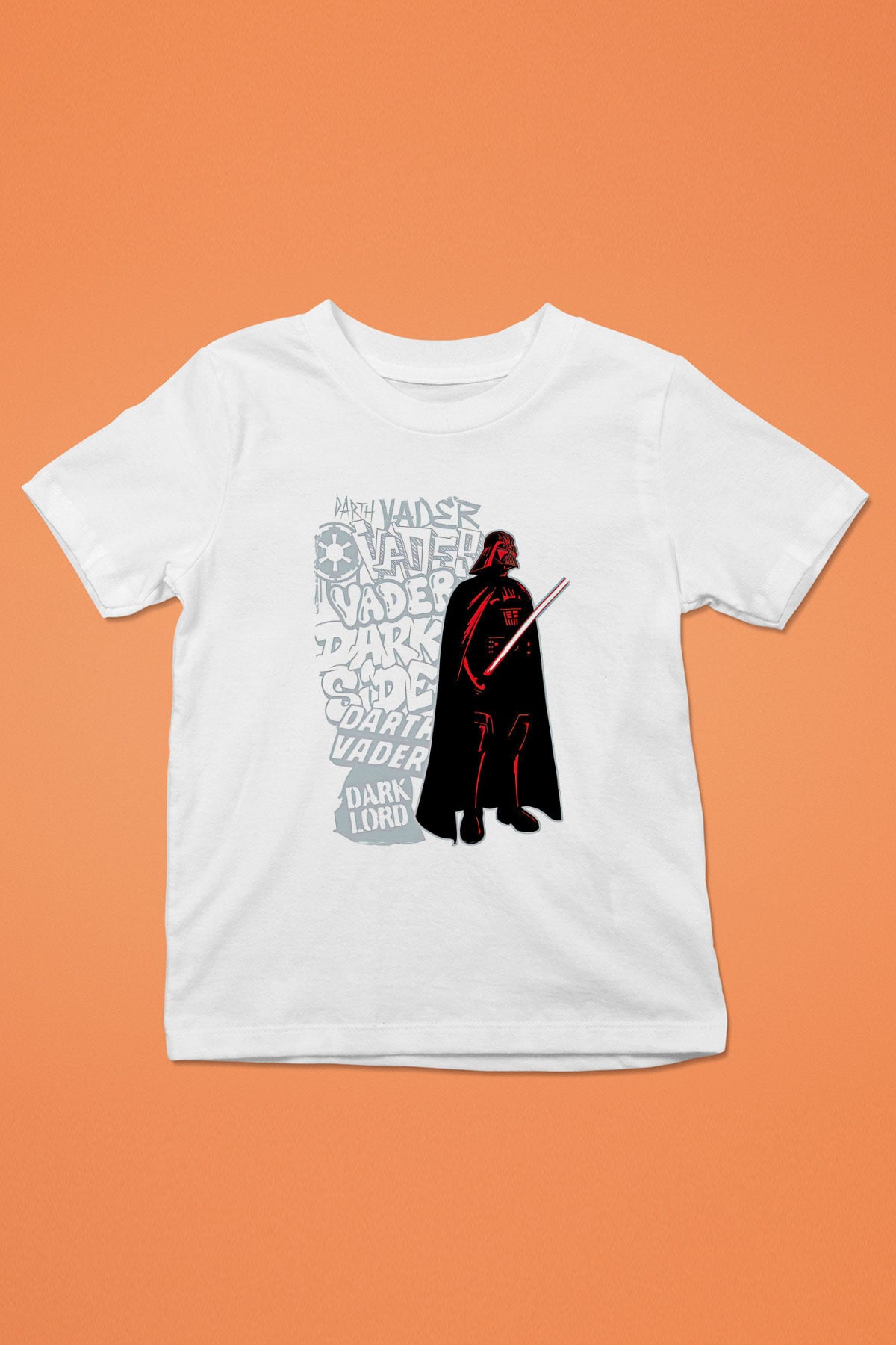 Star Wars (Dart Vader) Baskılı Beyaz Unisex Beyaz Çocuk Tişört - Tshirt