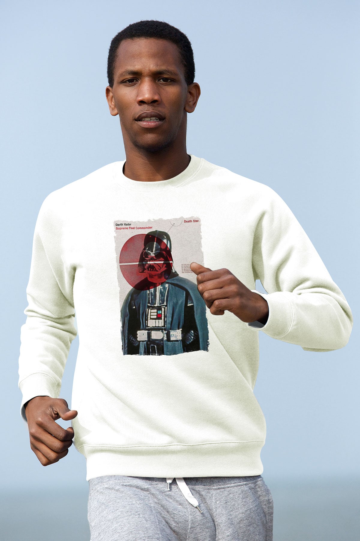 Star Wars (Dart Vader) Baskılı Beyaz Unisex Sweatshirt
