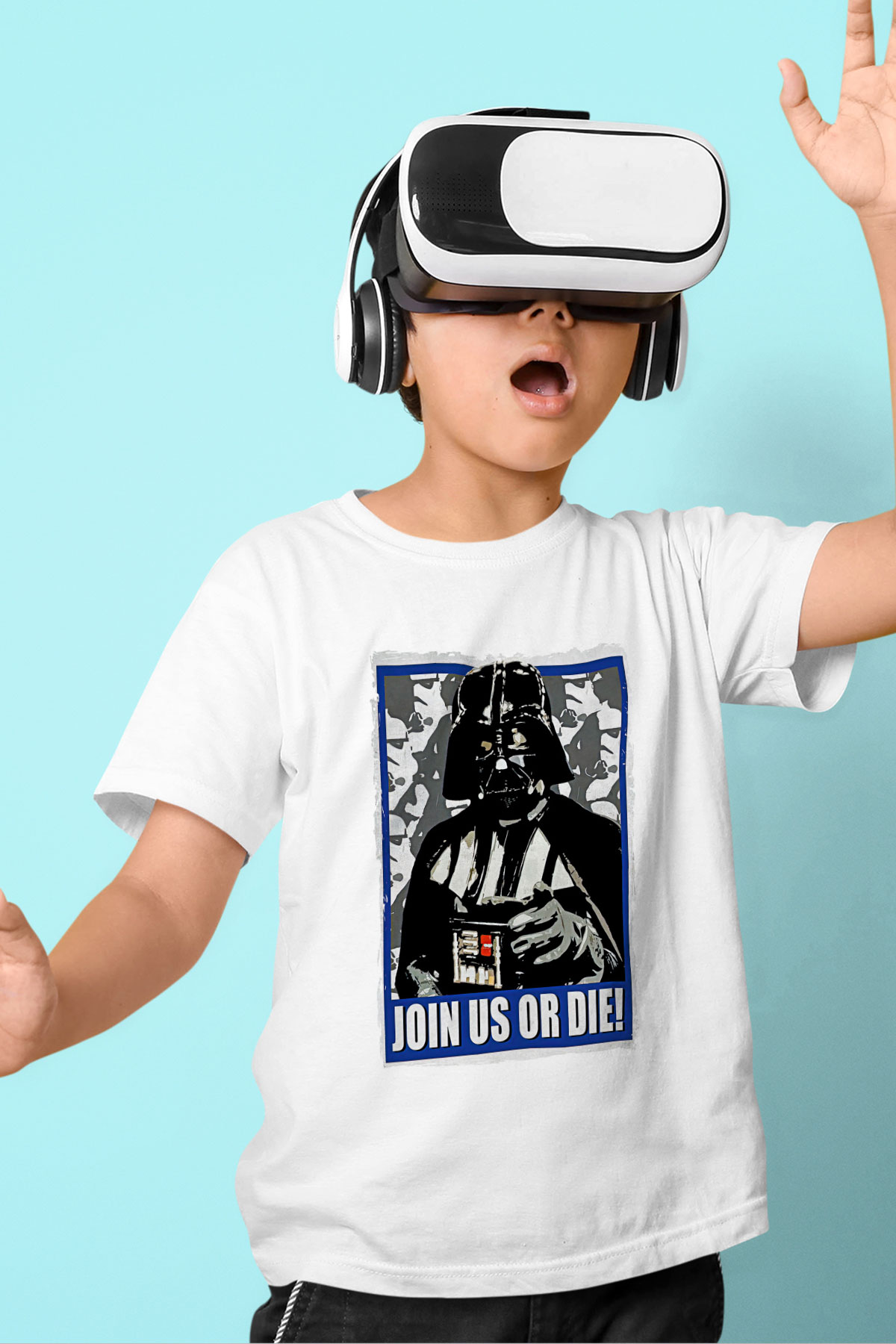 Star Wars (Dart Vader) Baskılı Beyaz Unisex Beyaz Çocuk Tişört - Tshirt