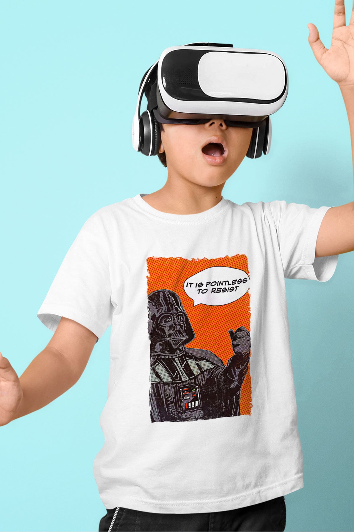 Star Wars (Dart Vader) Baskılı Beyaz Unisex Beyaz Çocuk Tişört - Tshirt