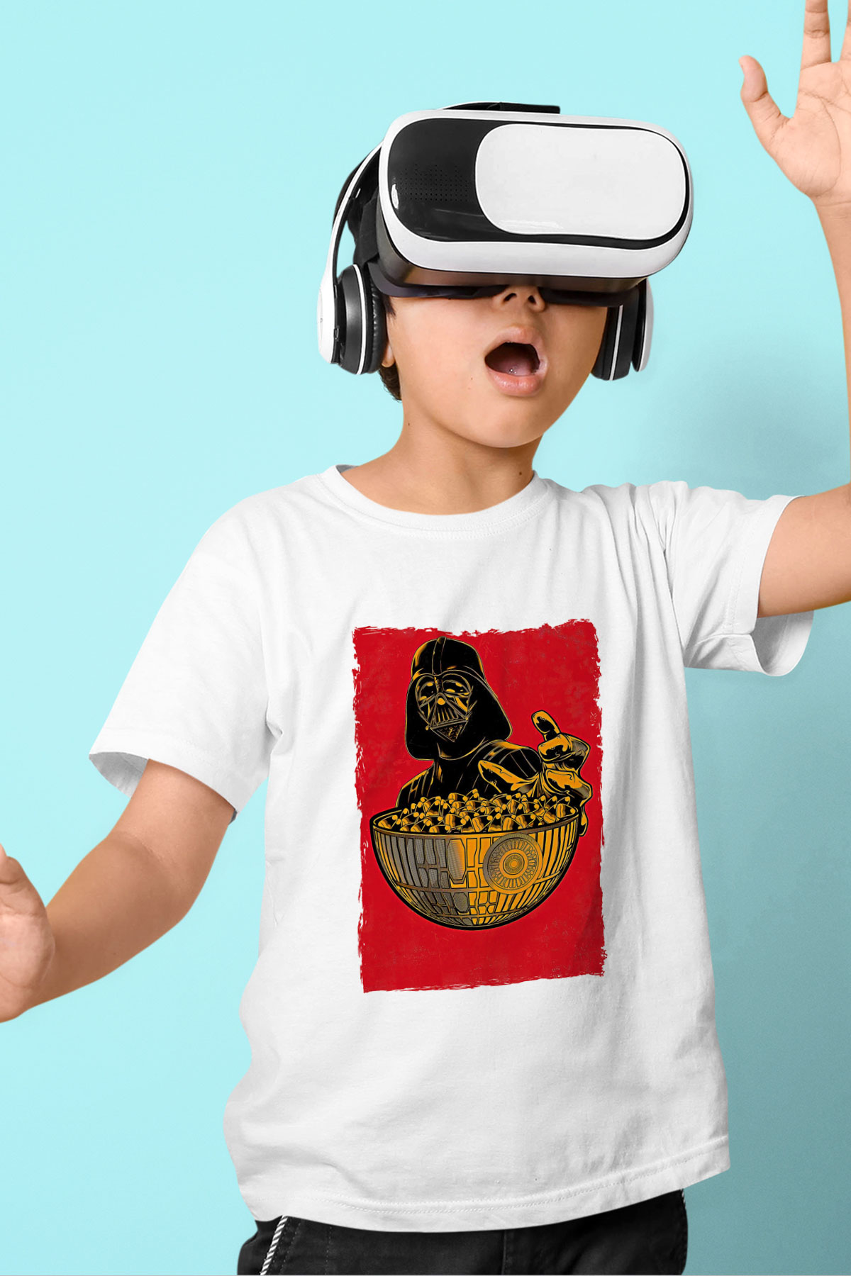 Star Wars (Dart Vader) Baskılı Beyaz Unisex Beyaz Çocuk Tişört - Tshirt
