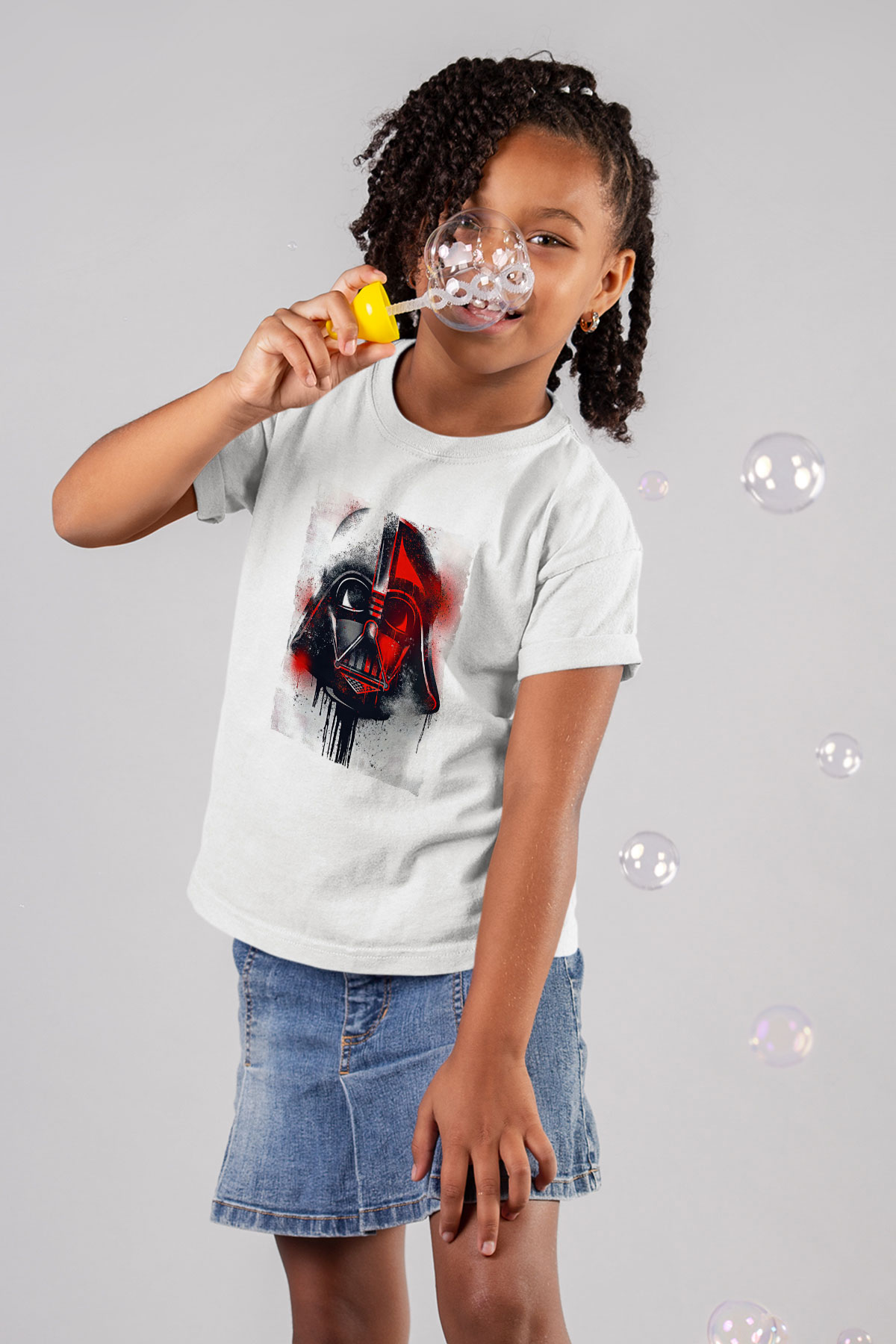 Star Wars (Dart Vader) Baskılı Beyaz Unisex Beyaz Çocuk Tişört - Tshirt