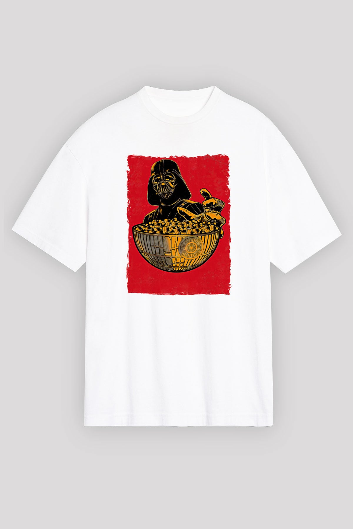 Star Wars (Dart Vader) Baskılı Beyaz Unisex Oversize Tişört - Tshirt