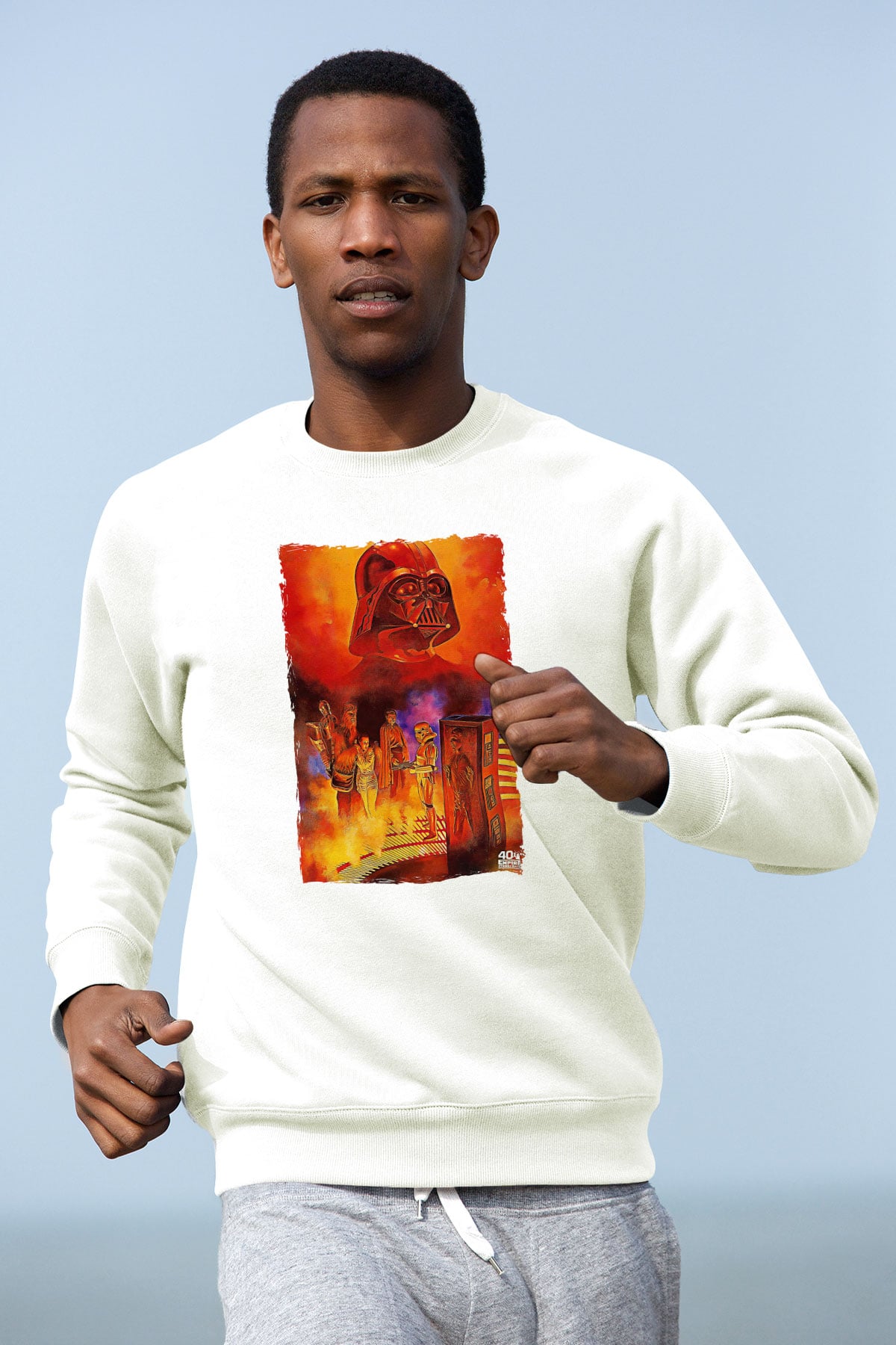Star Wars (Dart Vader) Baskılı Beyaz Unisex Sweatshirt