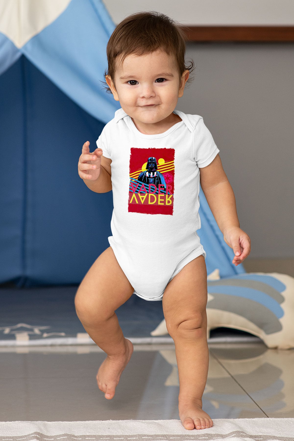 Star Wars (Dart Vader) Baskılı Beyaz Unisex Bebek Body - Zıbın