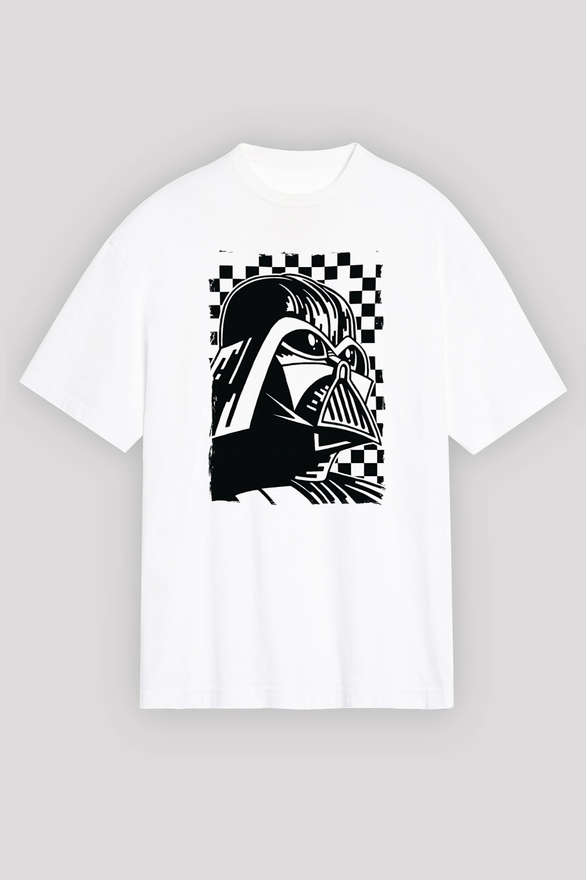 Star Wars (Dart Vader) Baskılı Beyaz Unisex Oversize Tişört - Tshirt
