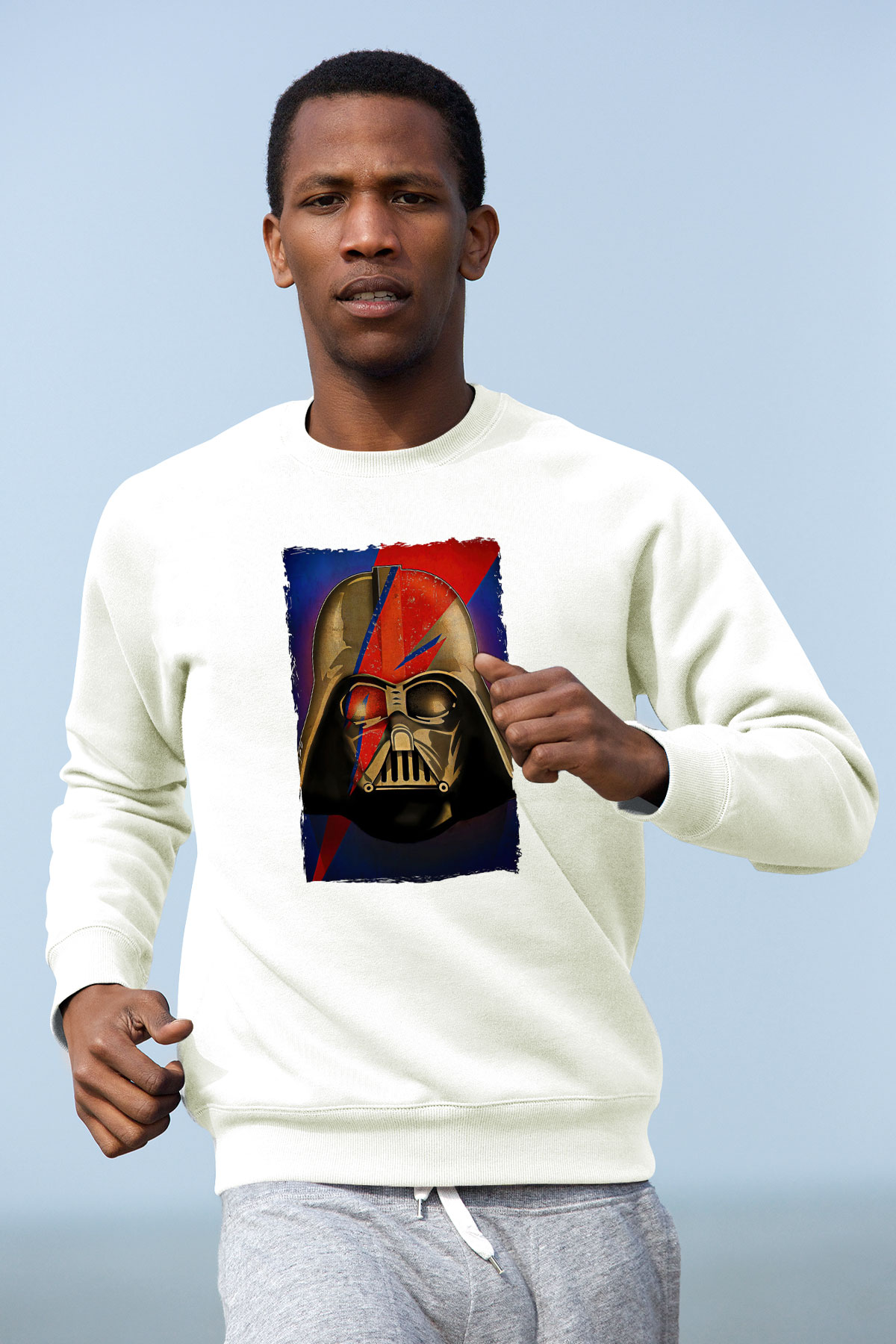 Star Wars (Dart Vader) Baskılı Beyaz Unisex Sweatshirt