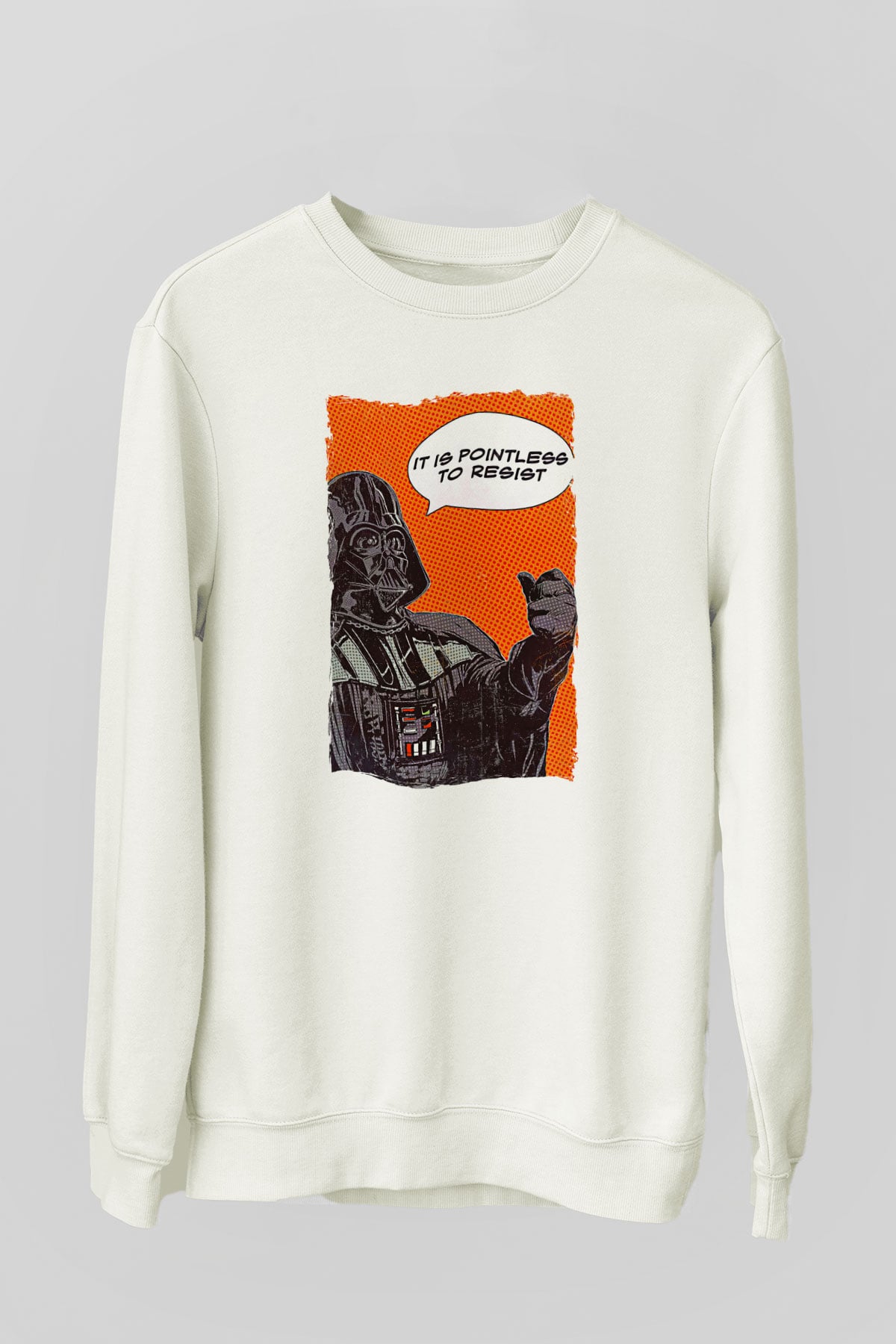Star Wars (Dart Vader) Baskılı Beyaz Unisex Sweatshirt