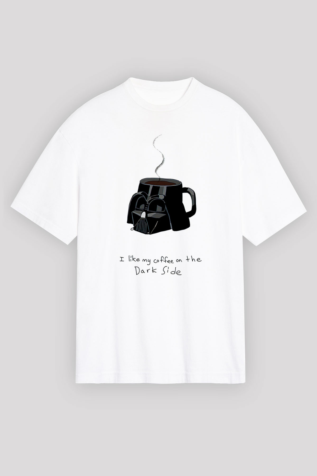 Star Wars (Dart Vader) Baskılı Beyaz Unisex Oversize Tişört - Tshirt