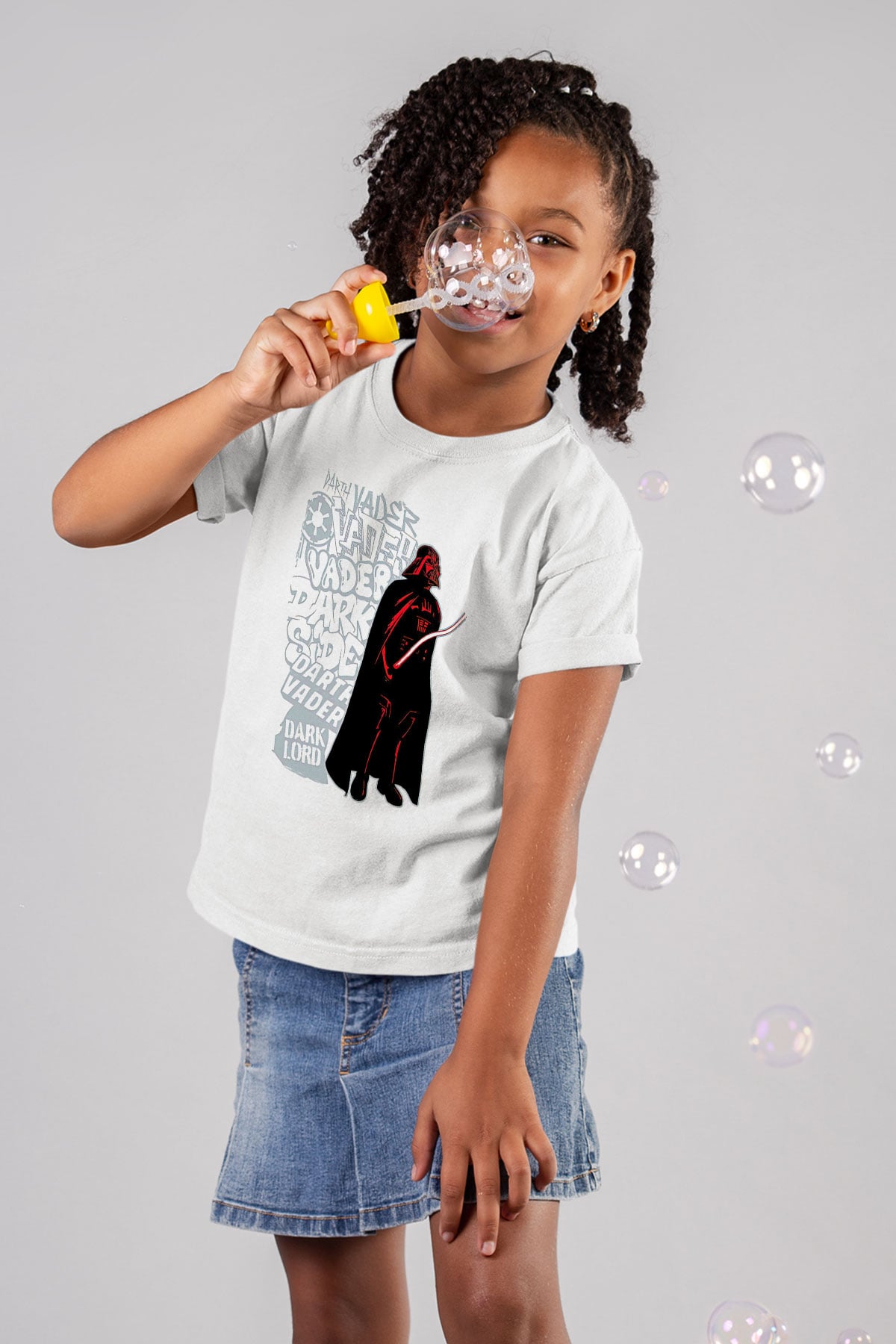 Star Wars (Dart Vader) Baskılı Beyaz Unisex Beyaz Çocuk Tişört - Tshirt