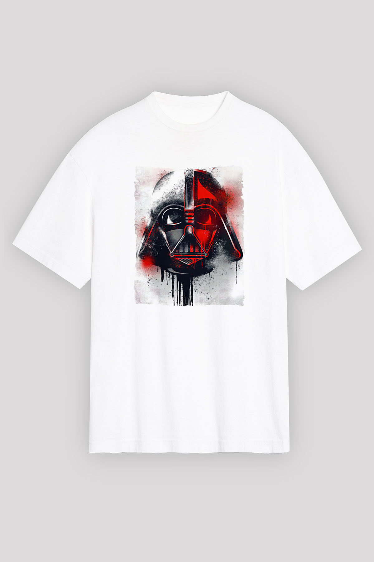 Star Wars (Dart Vader) Baskılı Beyaz Unisex Oversize Tişört - Tshirt